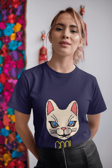 Cool Kitty Women's Round Neck Half Sleeve T-shirt - Lyssian