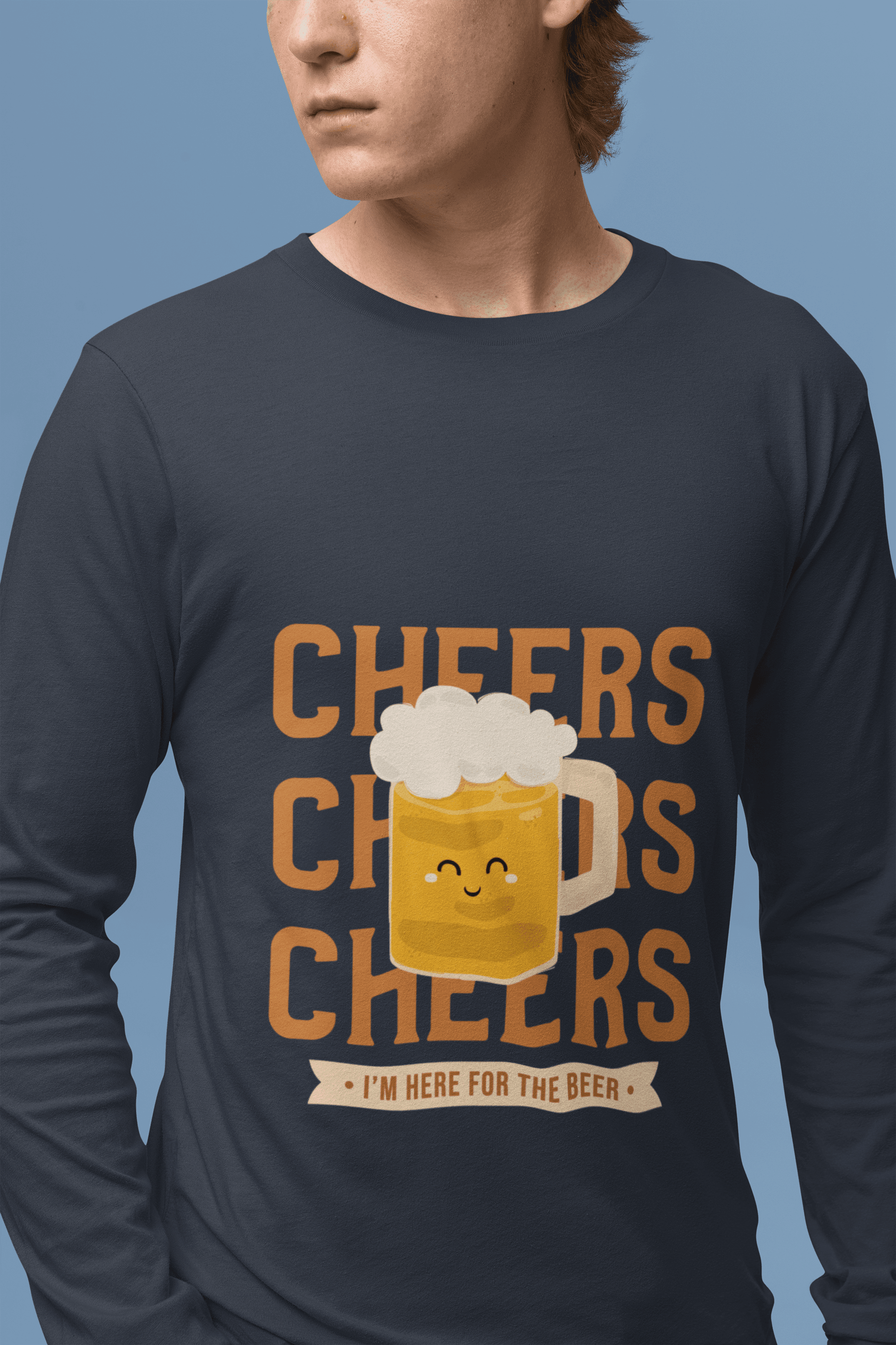 Happy Beer Male Round Neck Full Sleeve T-shirt - Lyssian