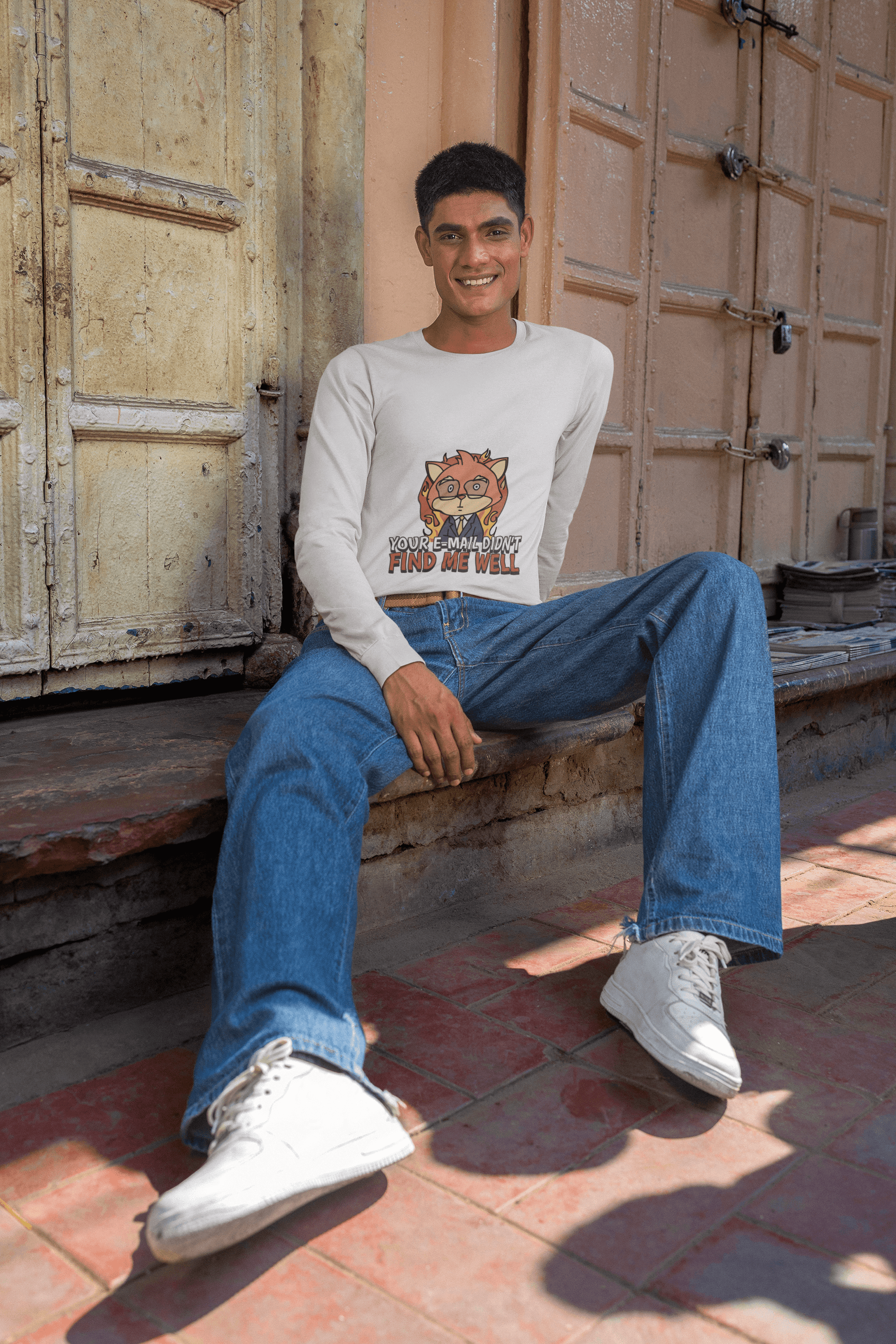Email Men's Round Neck Full Sleeve T-shirt - Lyssian