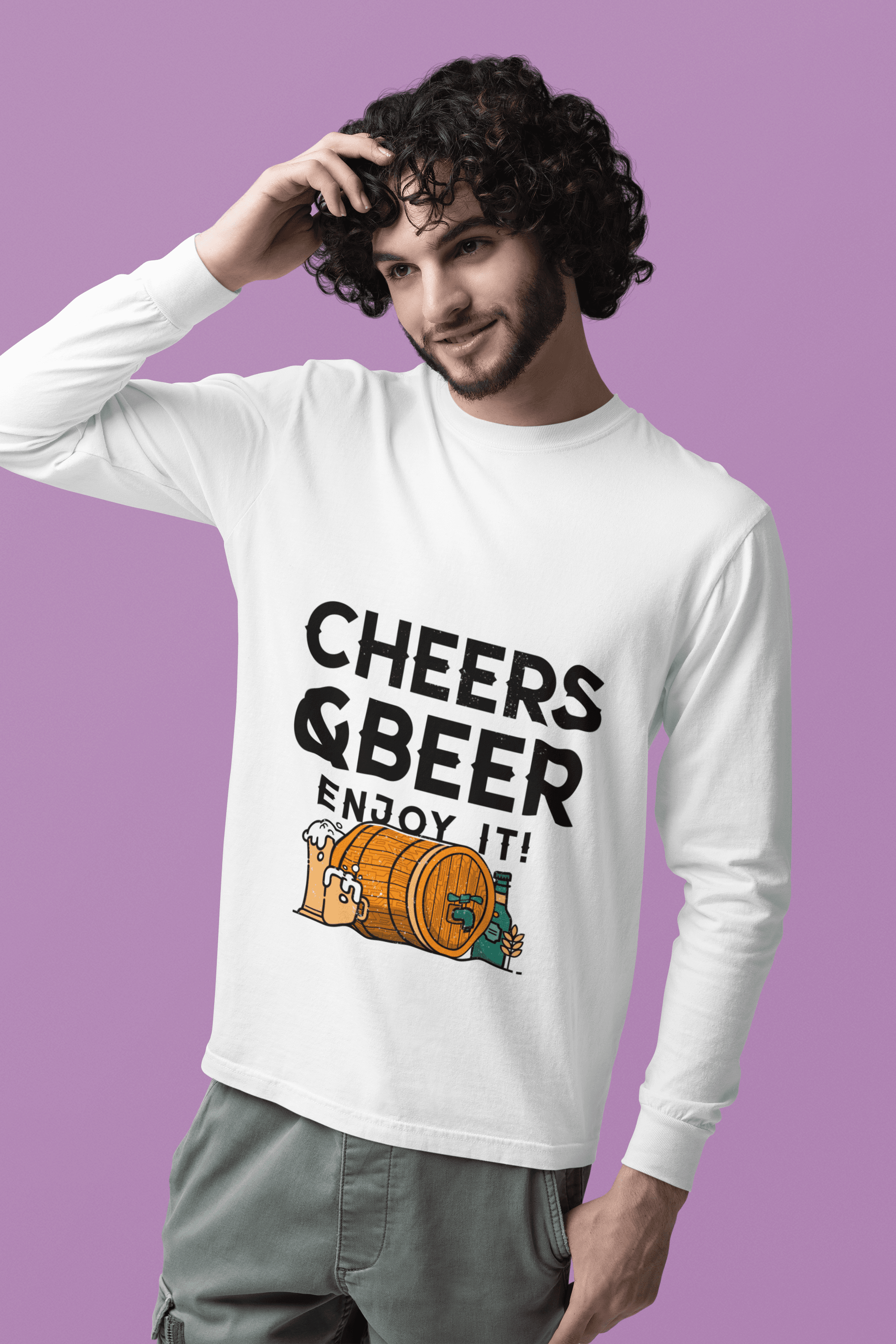Cheer and Beer Male Round Neck Full Sleeve T-shirt - Lyssian