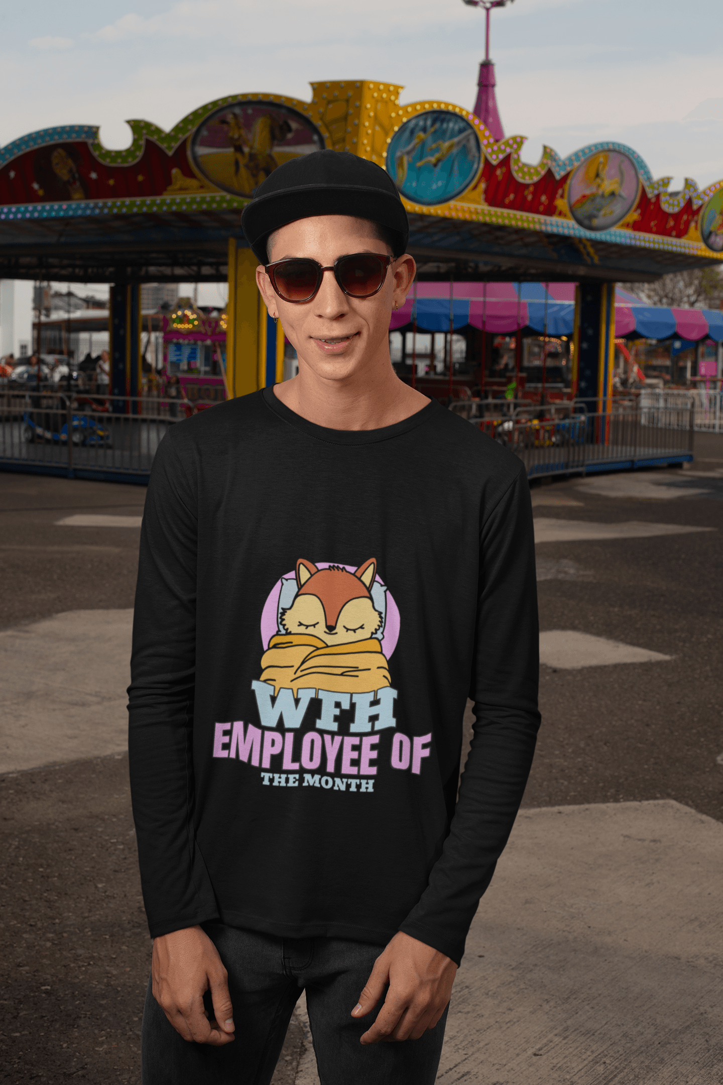 WFH Employee Men's Round Neck Full Sleeve T-shirt - Lyssian