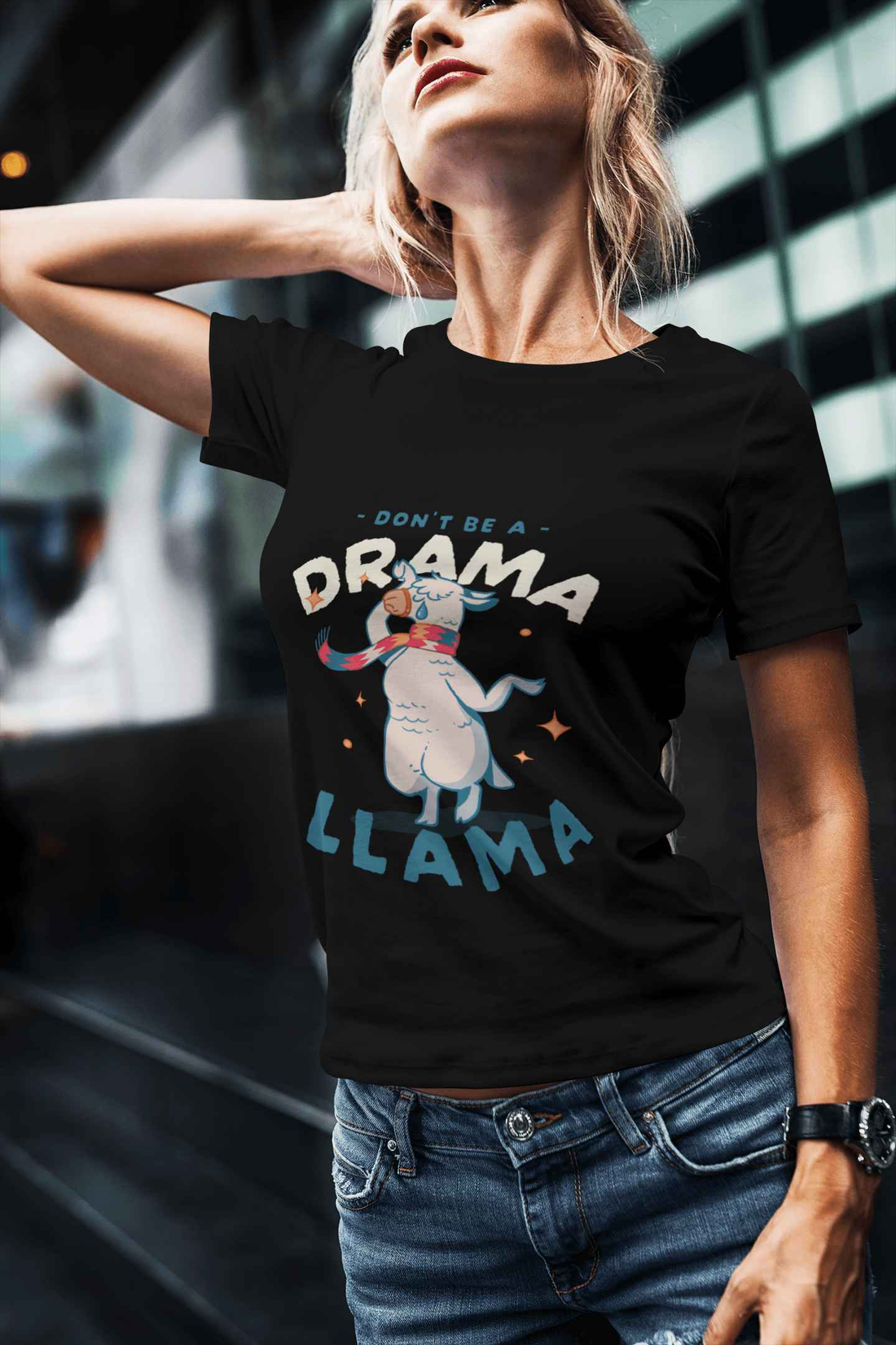 Drama Llama Women's Round Neck Half Sleeve T-shirt