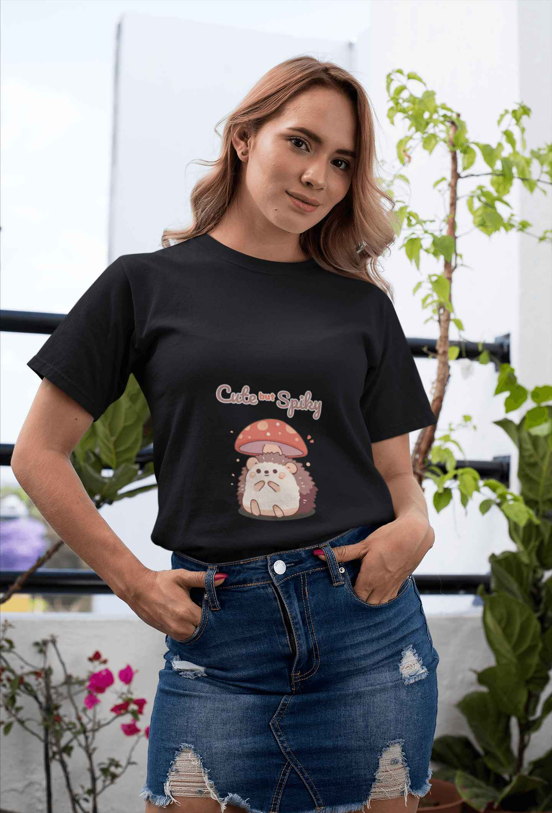 Cute and Spiky Women's Round Neck Half Sleeve T-shirt