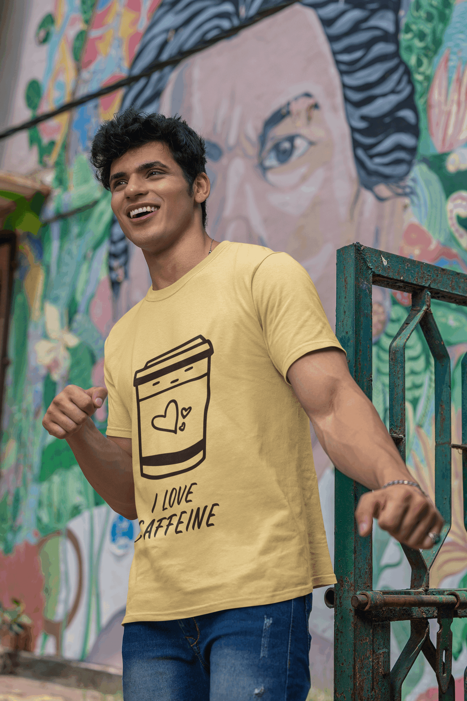 Caffeine Men's Round Neck Half Sleeve T-shirt - Lyssian