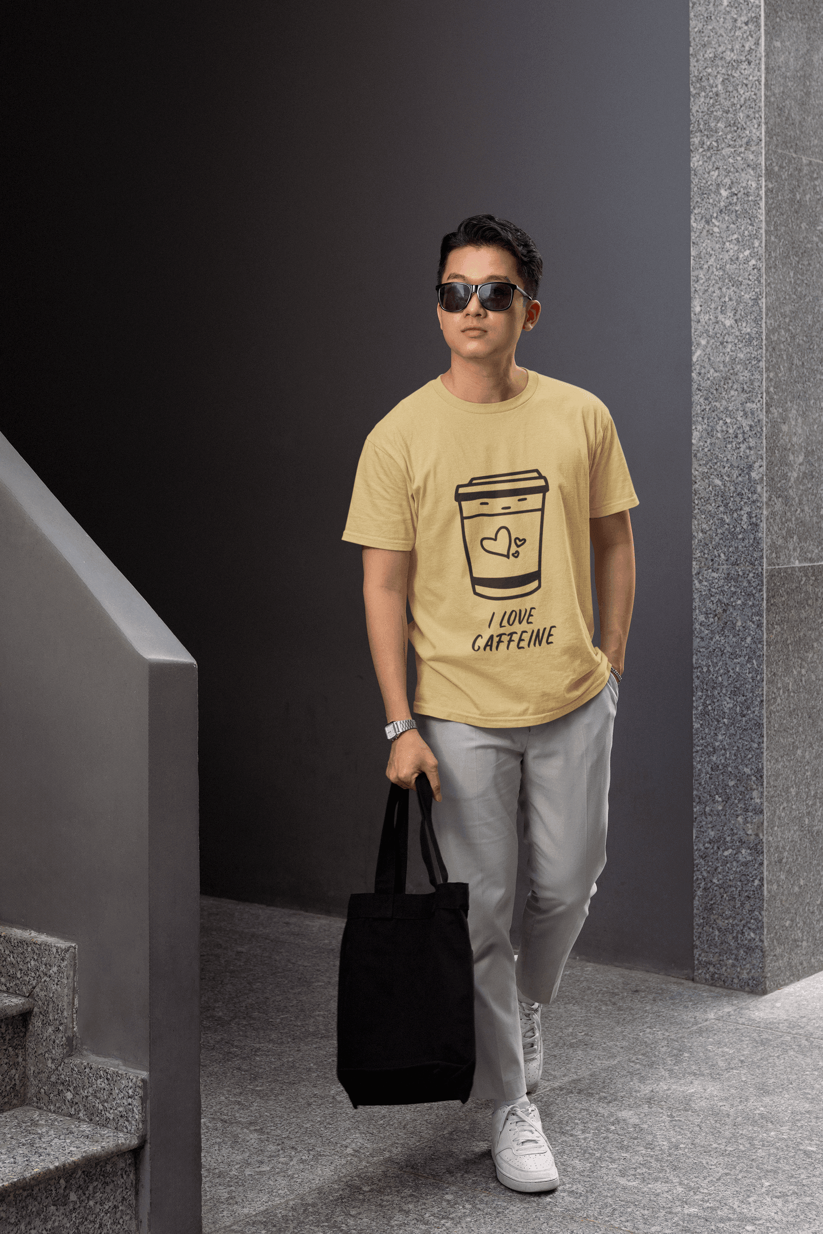 Caffeine Men's Round Neck Half Sleeve T-shirt - Lyssian