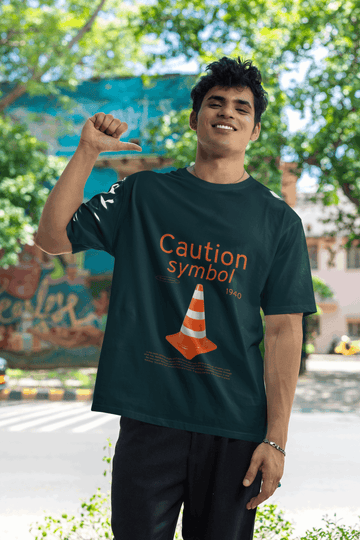 Caution Men's Round Neck Half Sleeve T-shirt - Lyssian