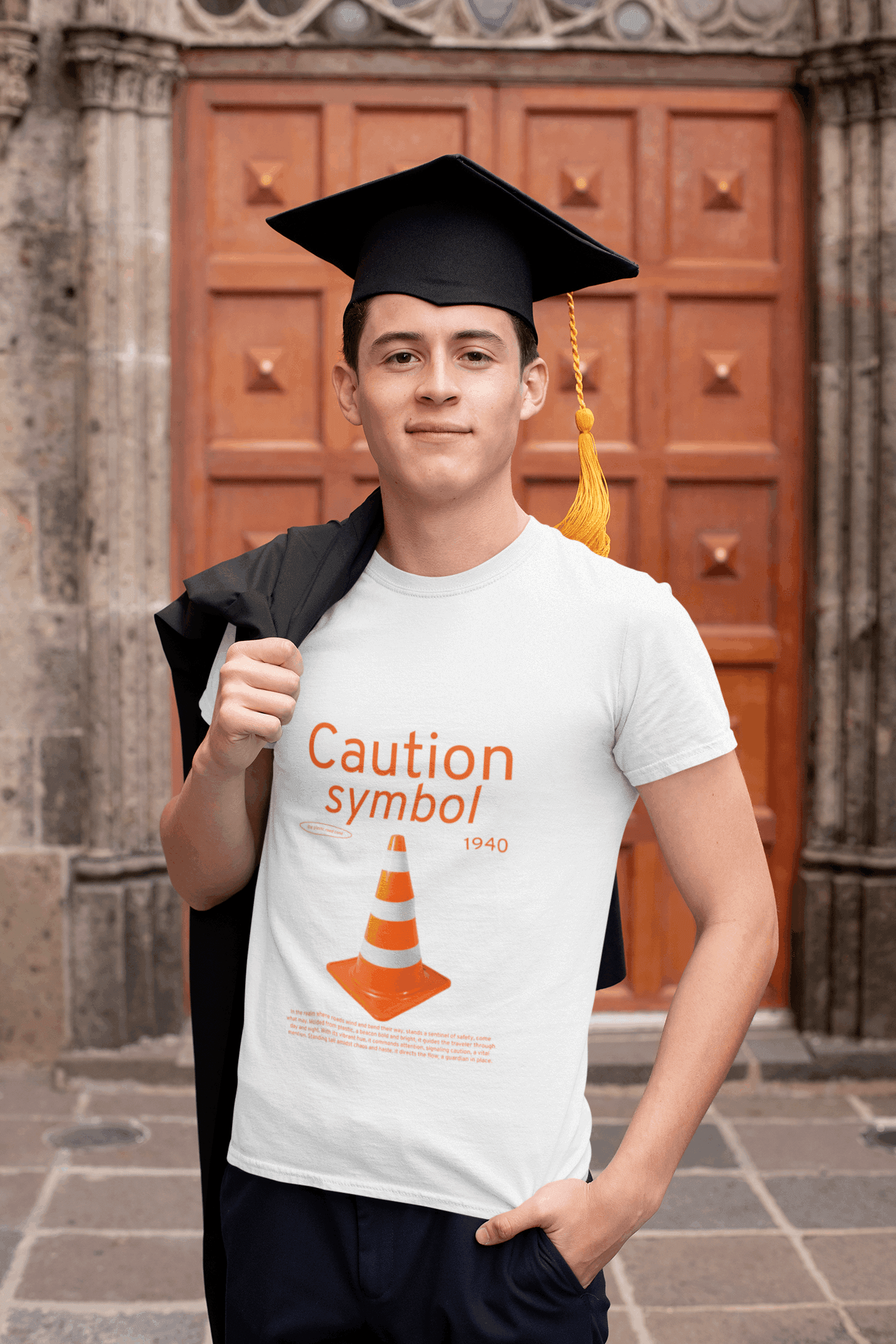 Caution Men's Round Neck Half Sleeve T-shirt - Lyssian