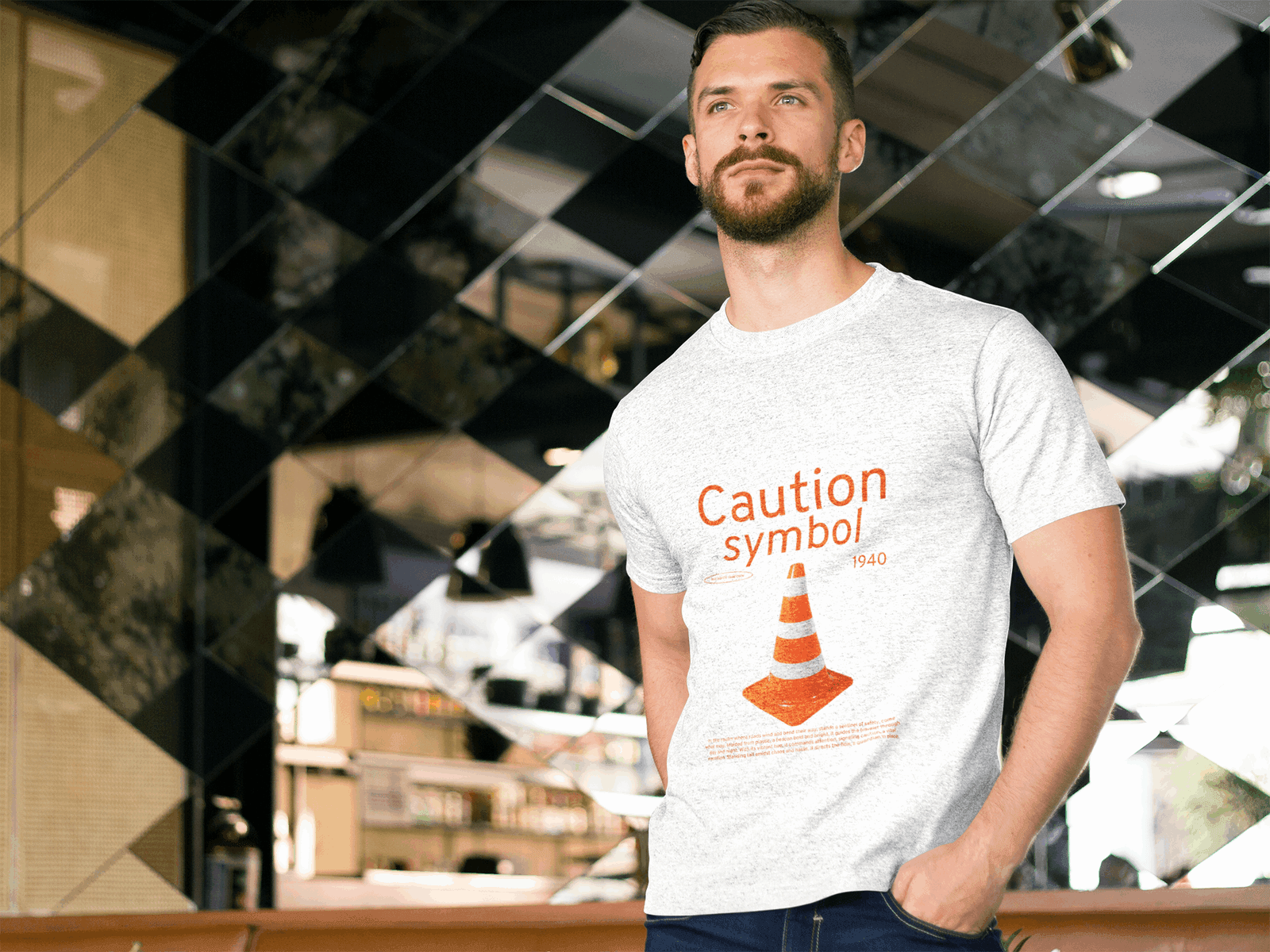 Caution Men's Round Neck Half Sleeve T-shirt - Lyssian