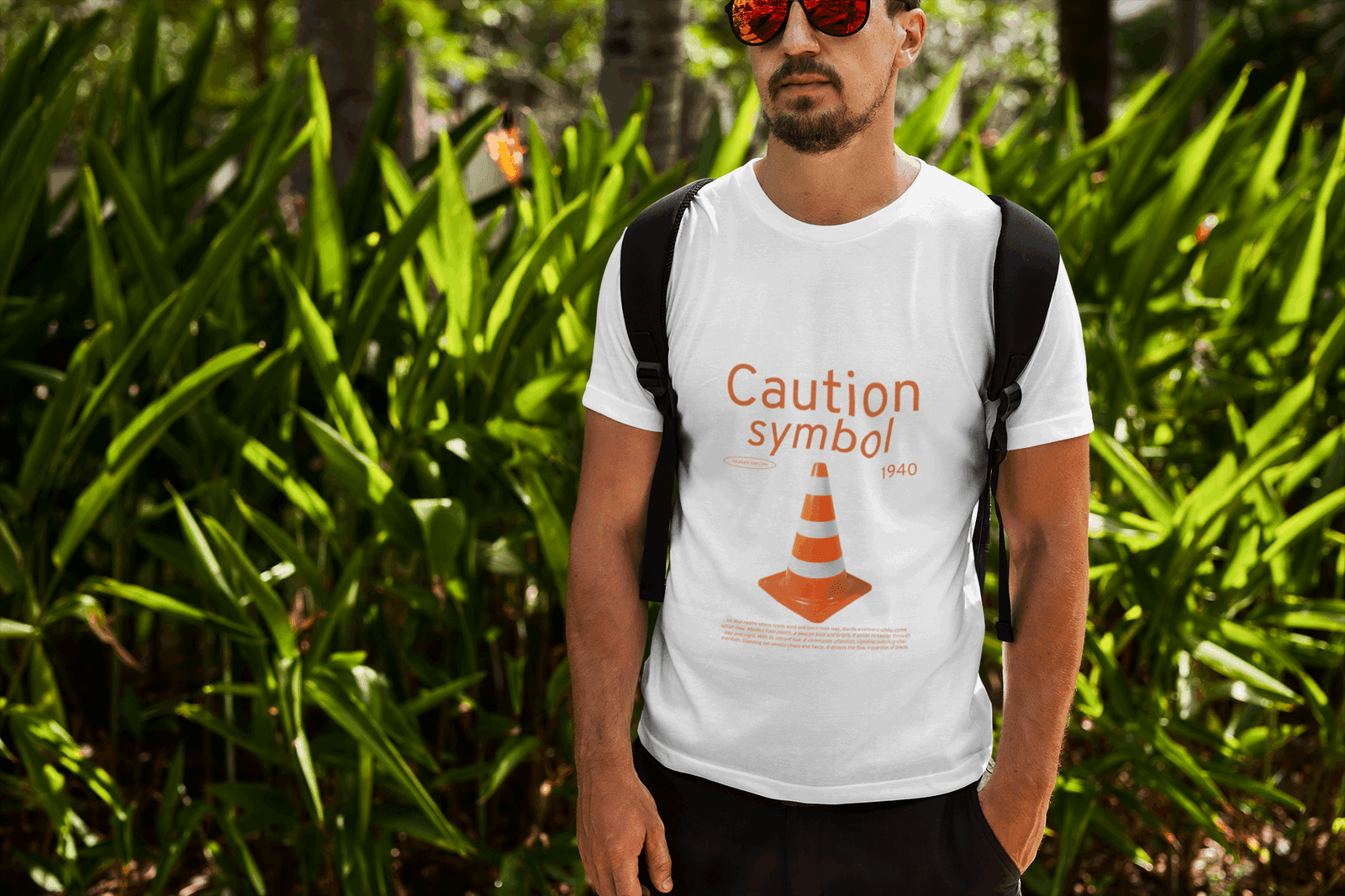 Caution Men's Round Neck Half Sleeve T-shirt - Lyssian