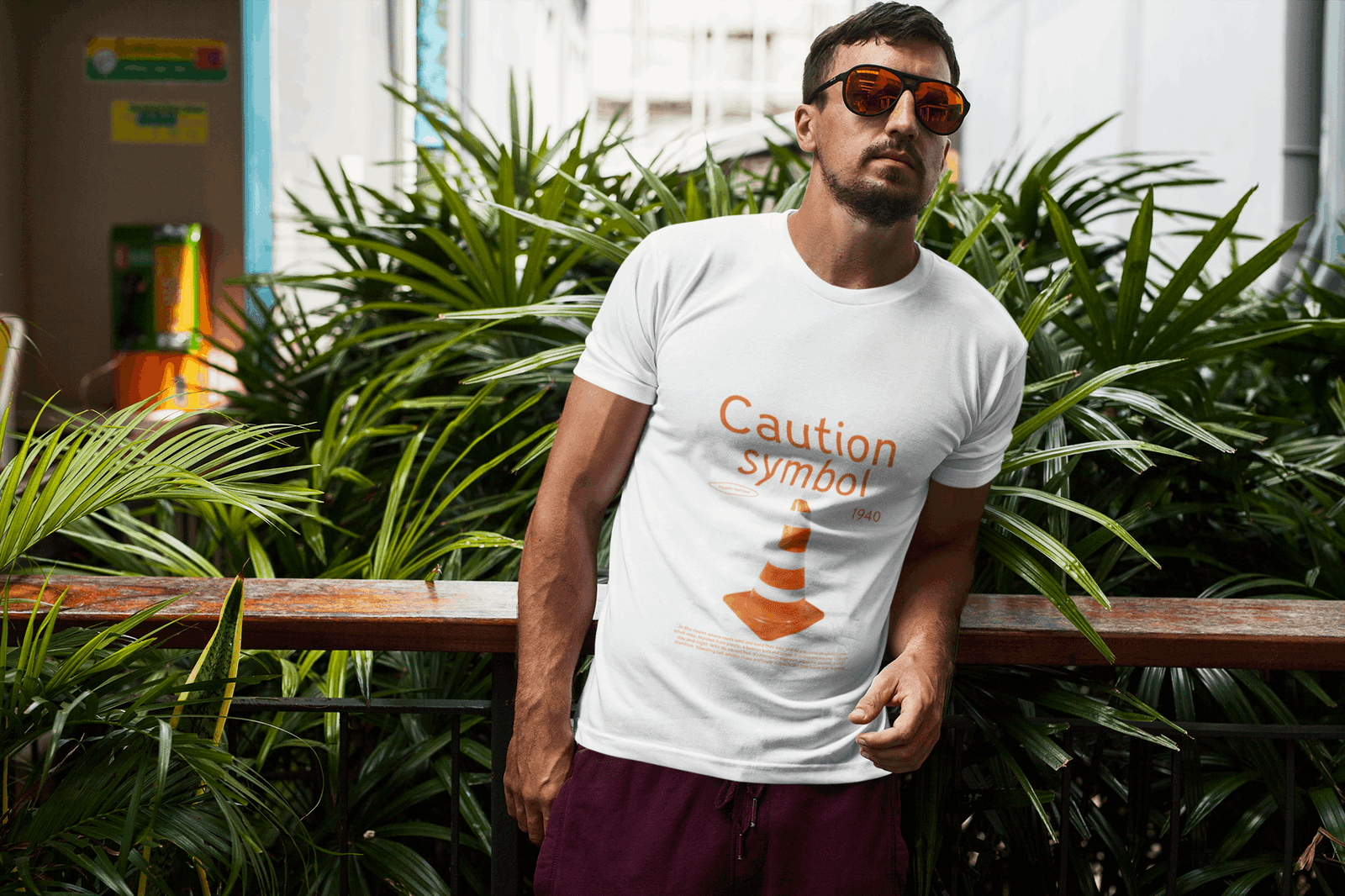 Caution Men's Round Neck Half Sleeve T-shirt - Lyssian