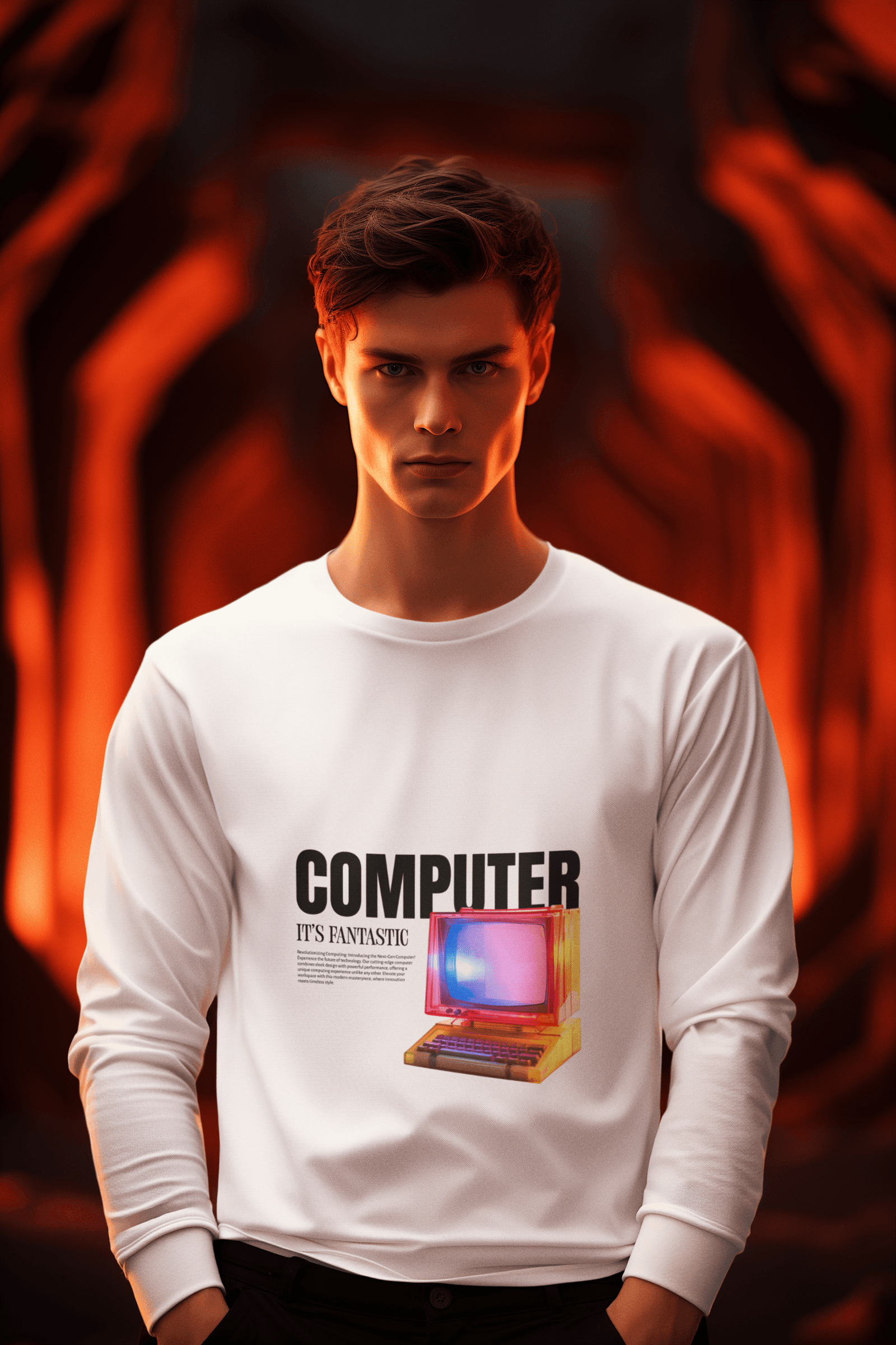 Computer Men's Round Neck Full Sleeve T-shirt - Lyssian