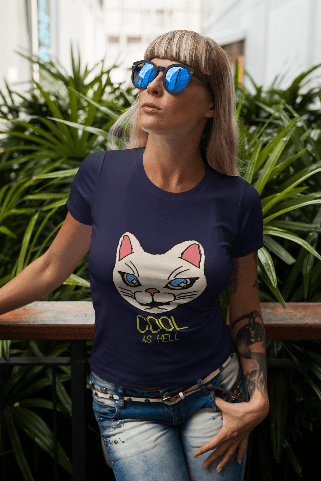 Cool Kitty Women's Round Neck Half Sleeve T-shirt - Lyssian