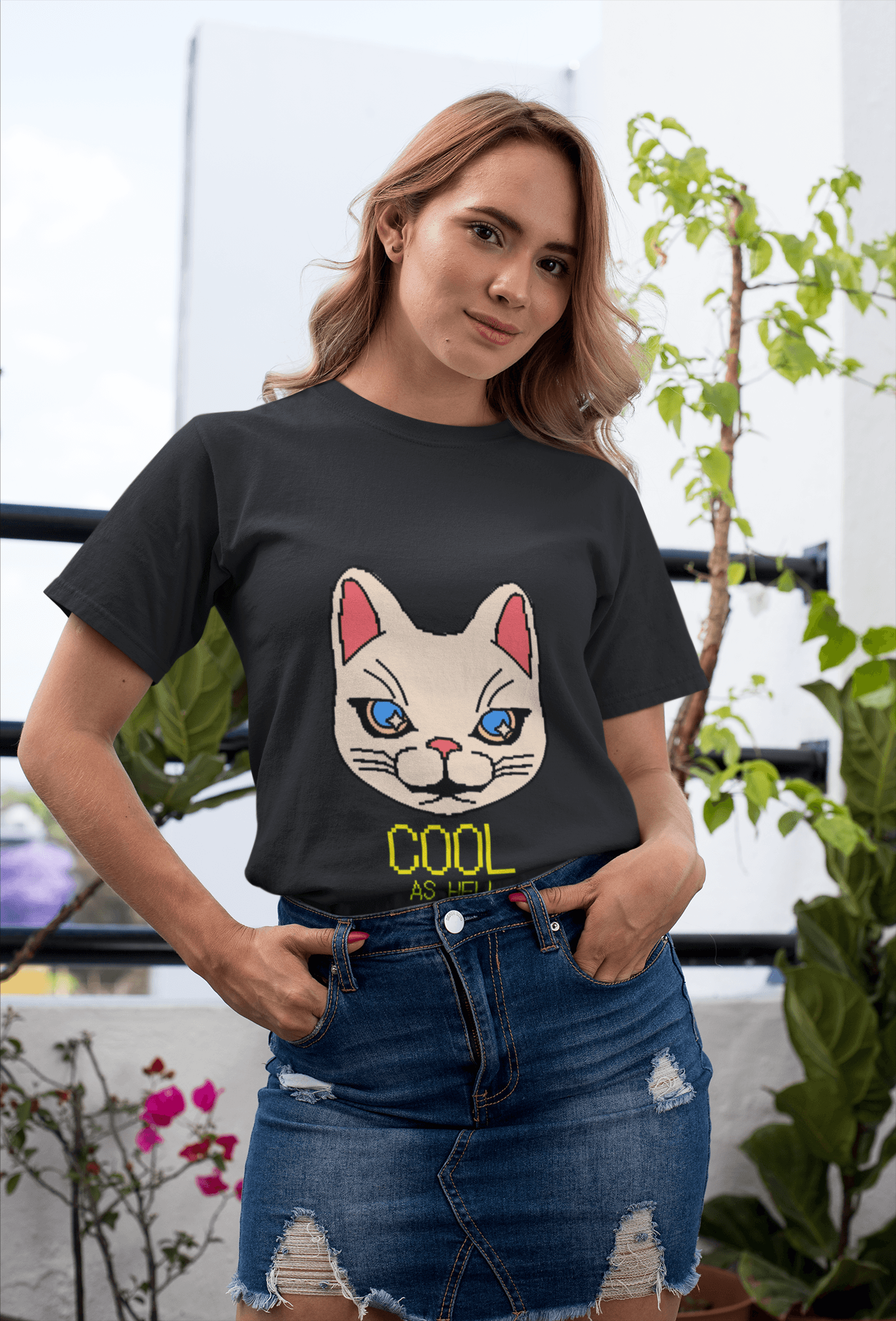 Cool Kitty Women's Round Neck Half Sleeve T-shirt - Lyssian