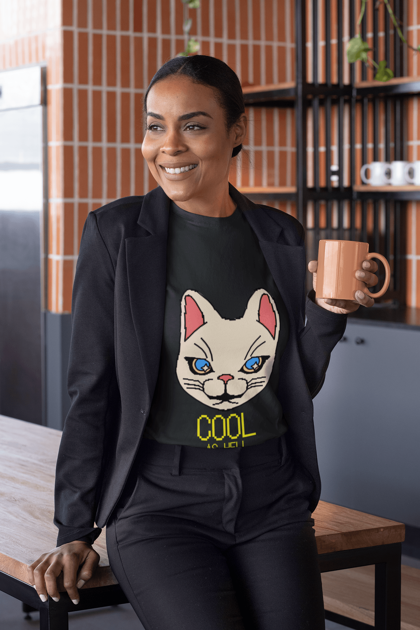Cool Kitty Women's Round Neck Half Sleeve T-shirt - Lyssian