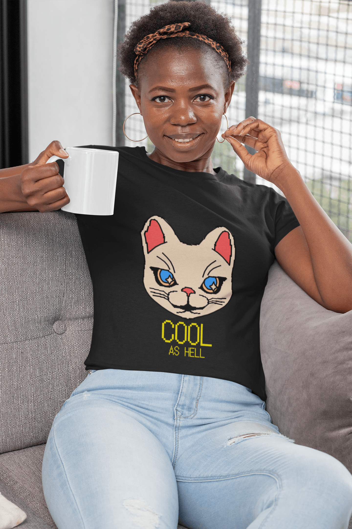 Cool Kitty Women's Round Neck Half Sleeve T-shirt - Lyssian