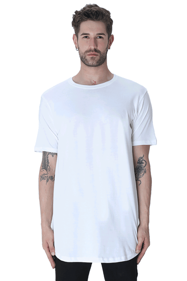 Men's Classic Artless Longline Curved T-Shirt - Lyssian