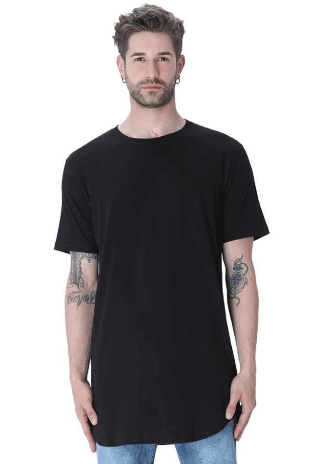 Men's Classic Artless Longline Curved T-Shirt - Lyssian