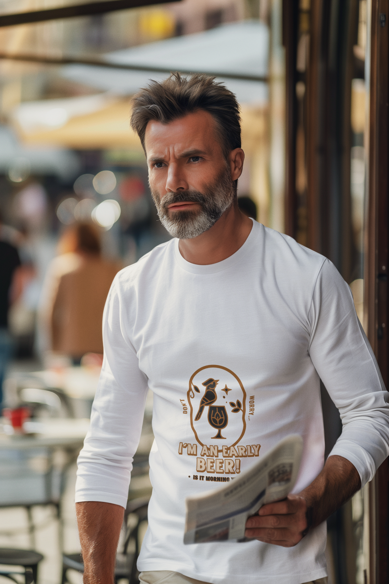 Early Beer Male Round Neck Full Sleeve T-shirt
