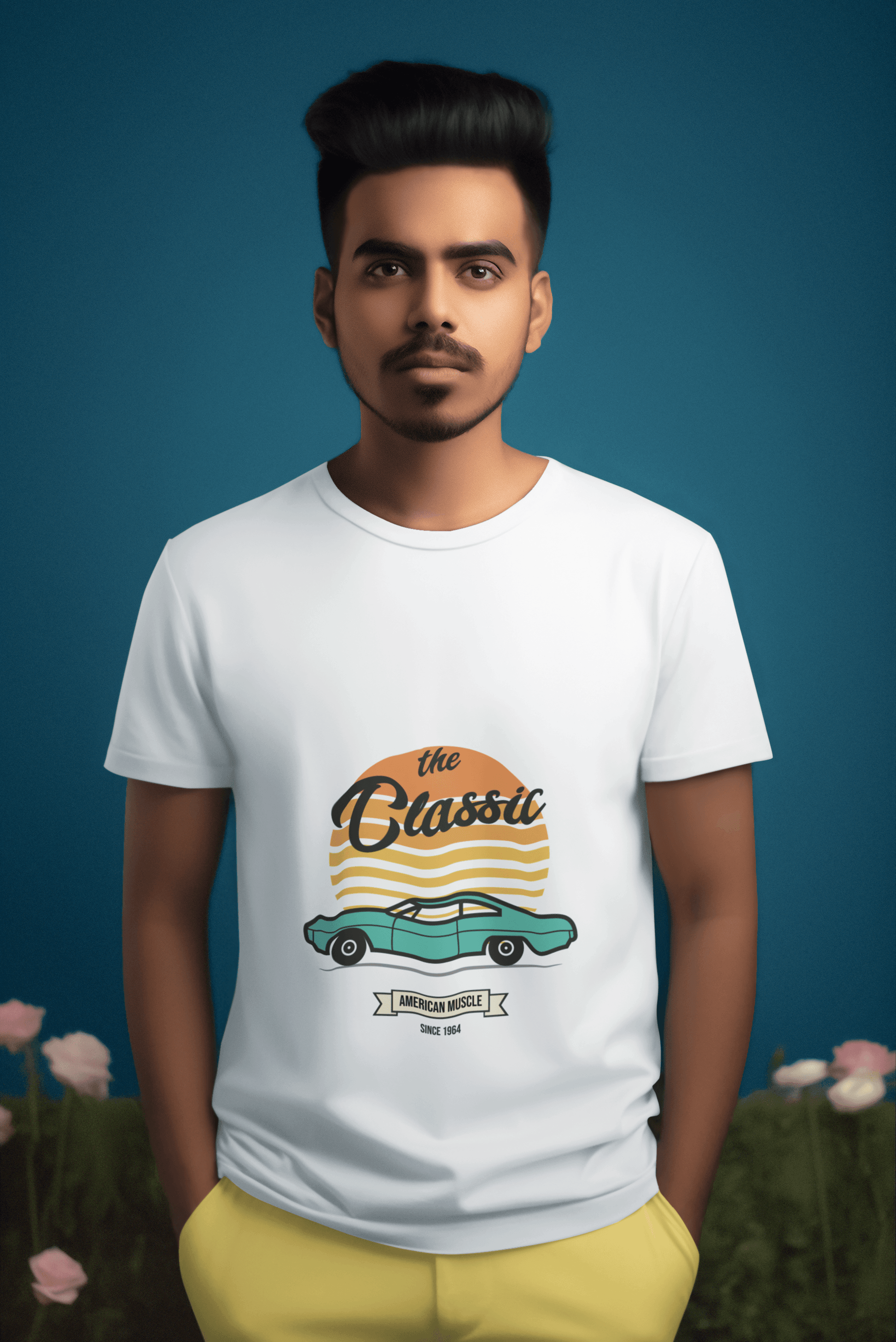 American Muscle Male Round Neck Half Sleeve T-shirt - Lyssian