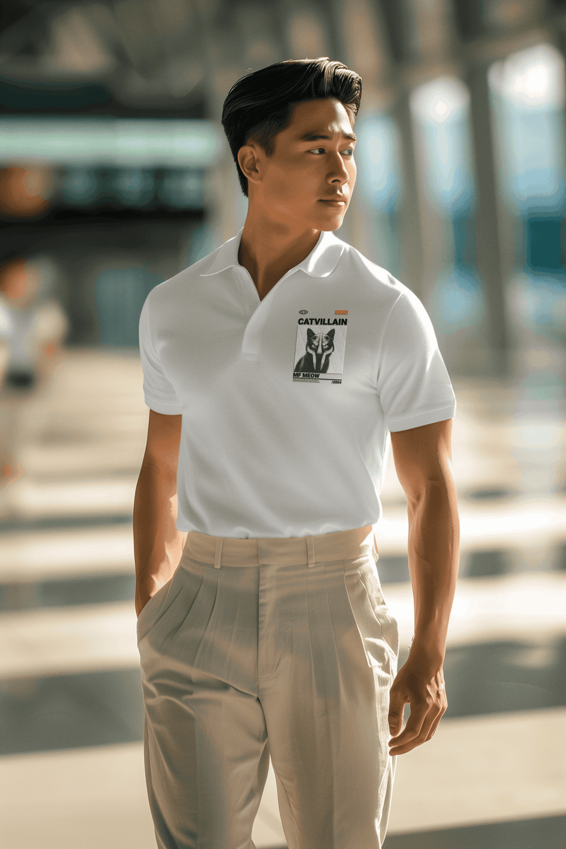 Cat Villain Men's Polo T-shirt - Lyssian