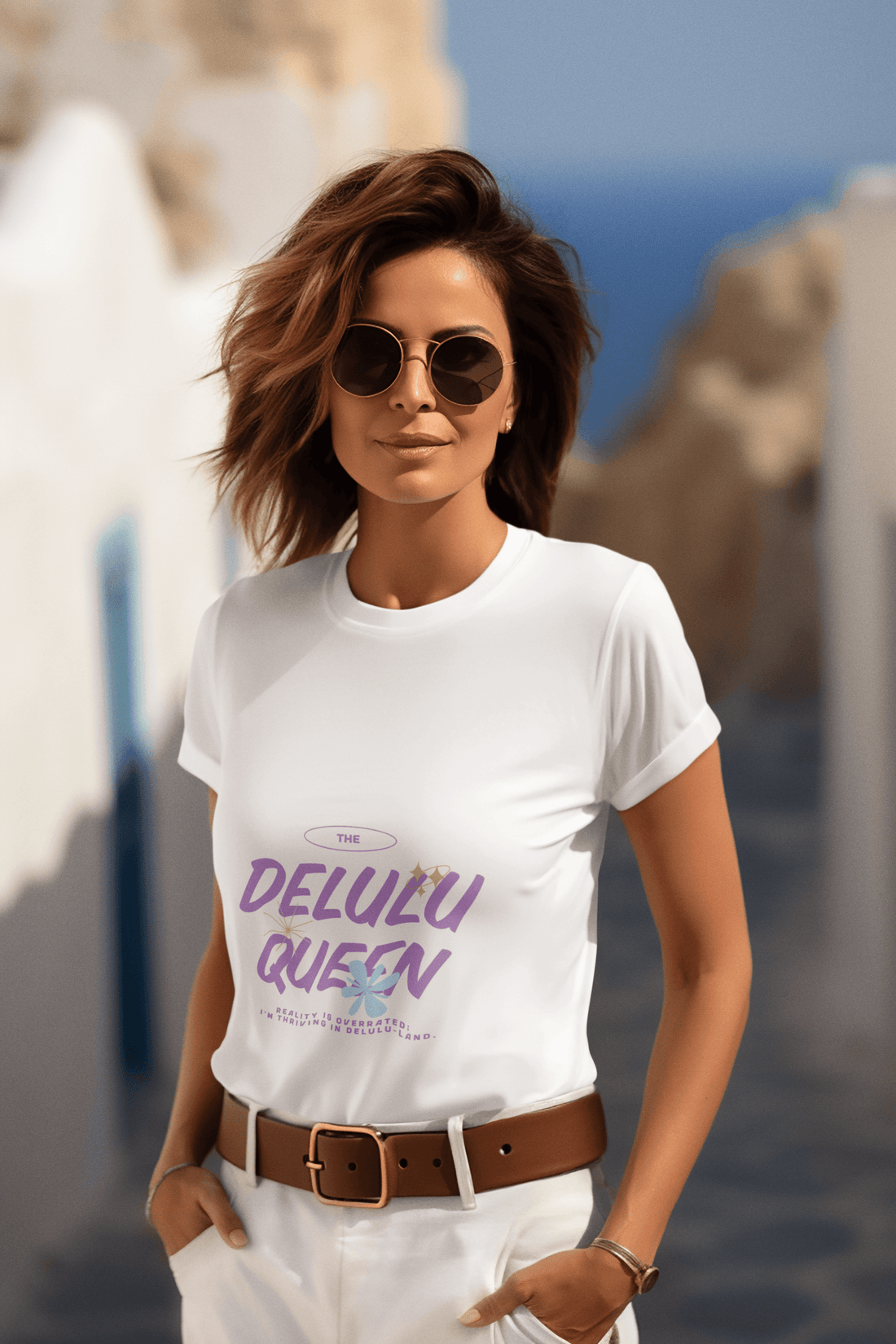 Delulu Queen Women's Round Neck Half Sleeve T-shirt - Lyssian