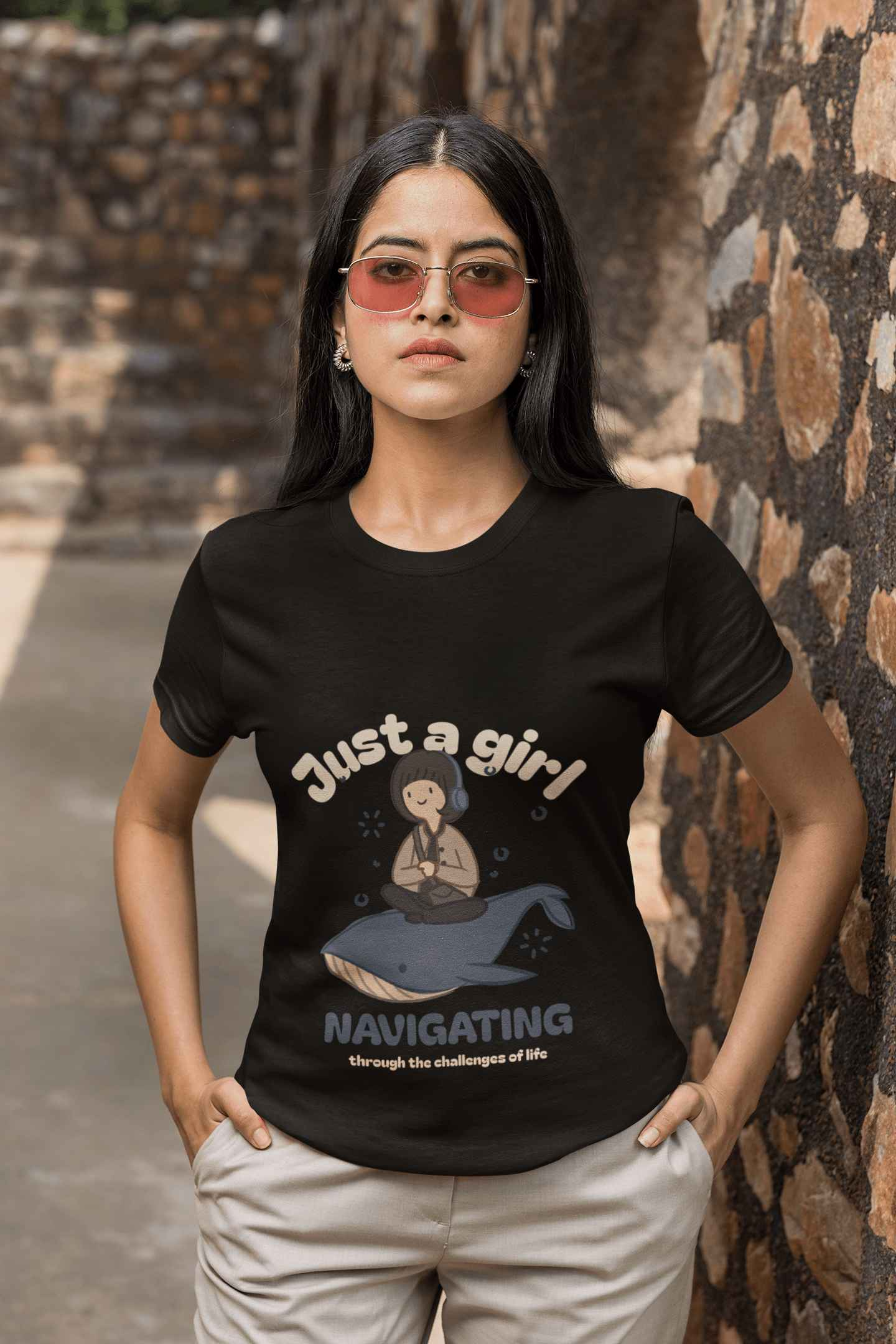 A Girl Women's Round Neck Half Sleeve T-shirt