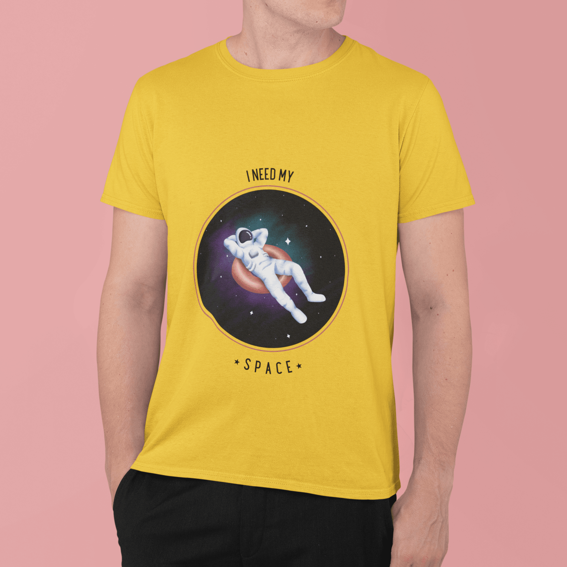 Space Men's Round Neck Half Sleeve T-shirt - Lyssian