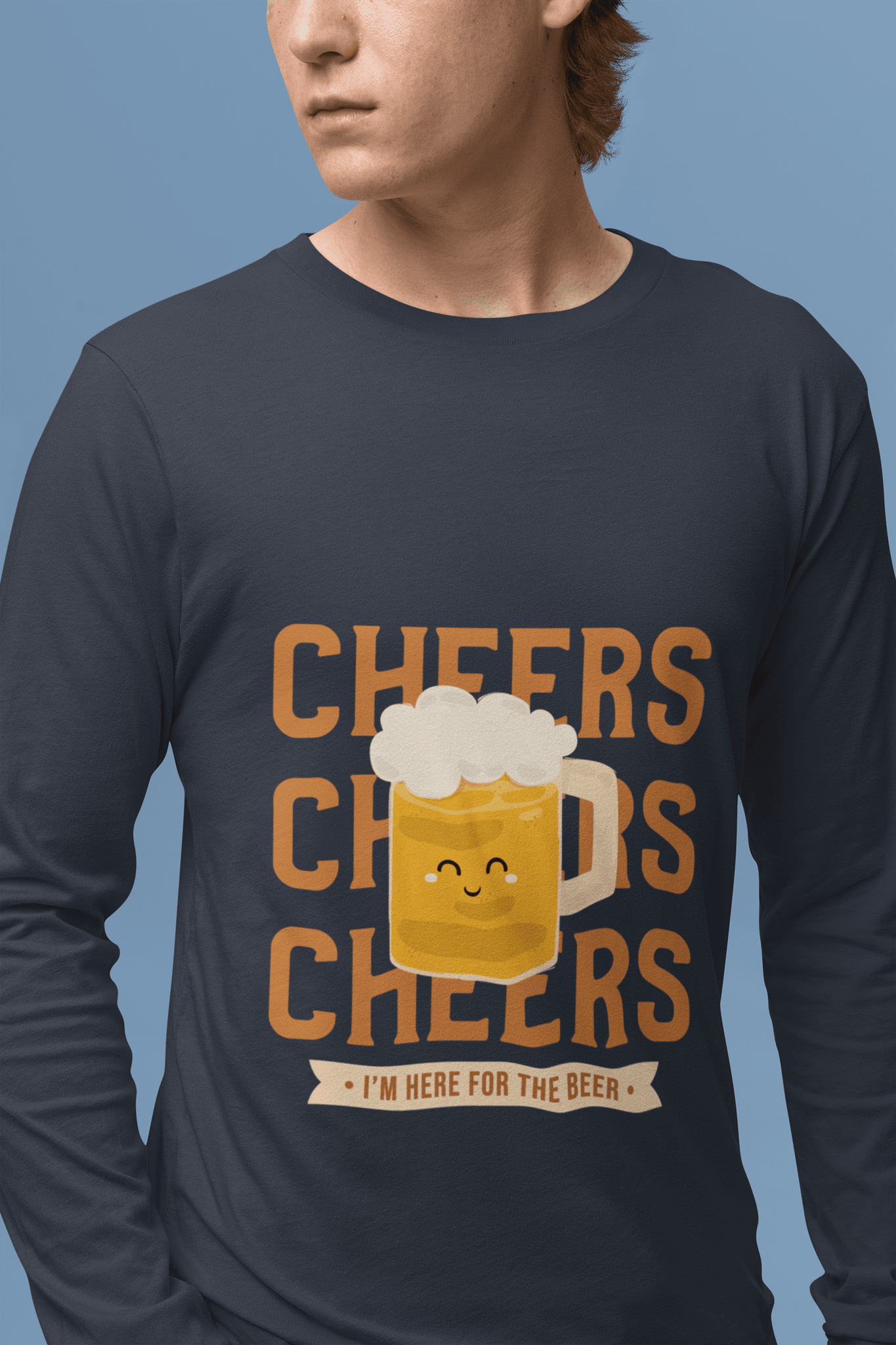 Happy Beer Male Round Neck Full Sleeve T-shirt - Lyssian
