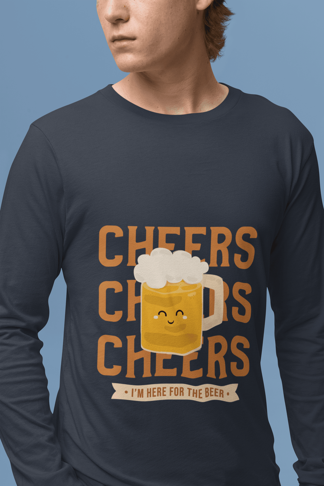 Happy Beer Male Round Neck Full Sleeve T-shirt - Lyssian