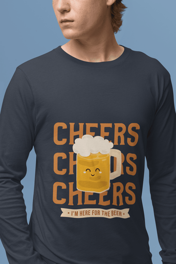 Happy Beer Male Round Neck Full Sleeve T-shirt - Lyssian