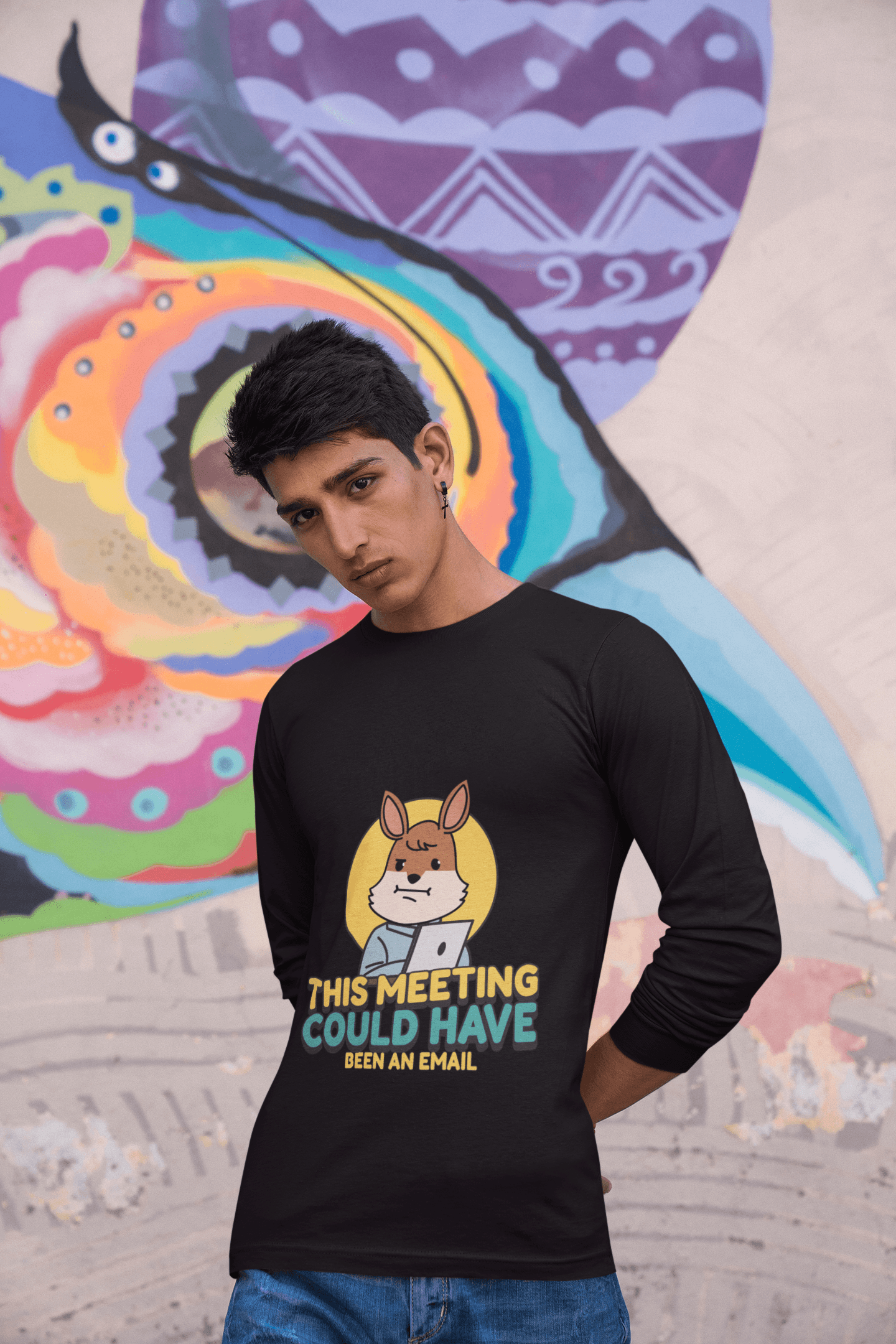 Meeting Men's Round Neck Full Sleeve T-shirt - Lyssian