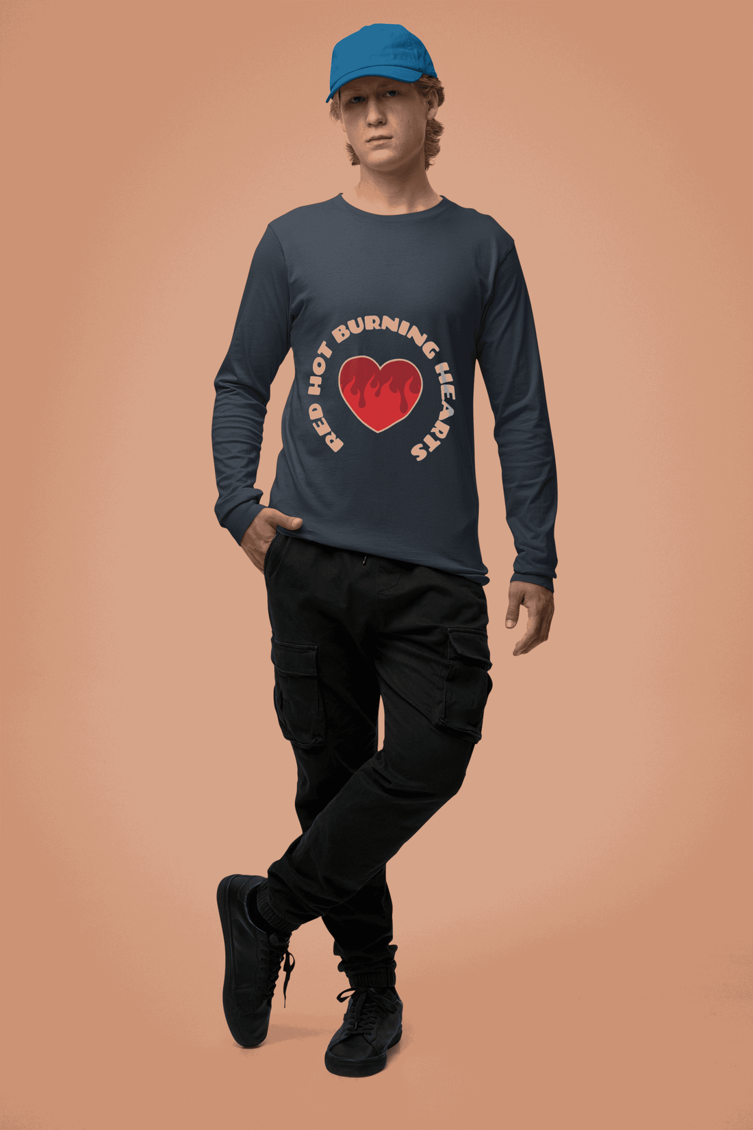 Burning Heart Men's Round Neck Full Sleeve T-shirt - Lyssian