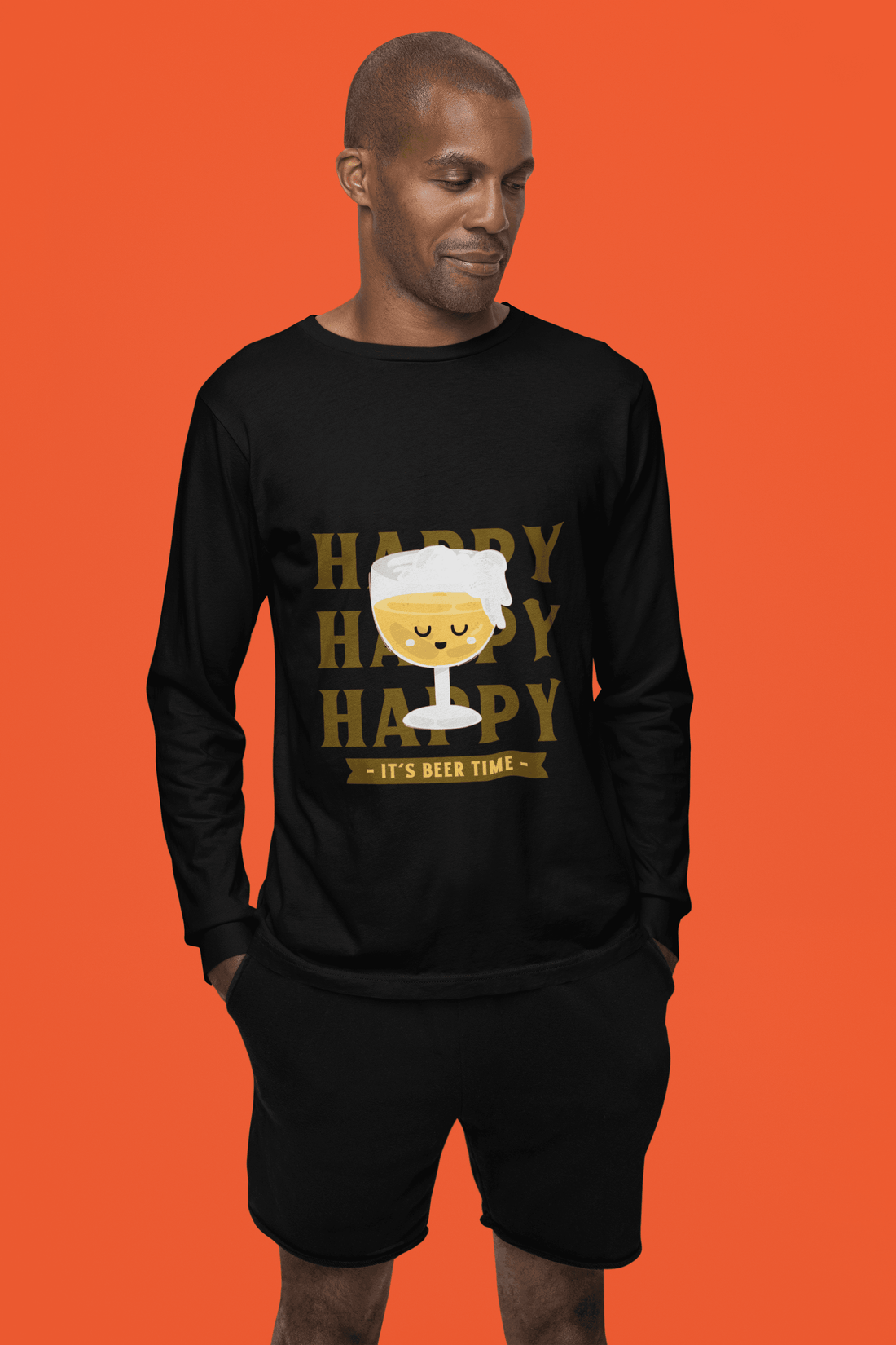 Beer Time Male Round Neck Full Sleeve T-shirt - Lyssian
