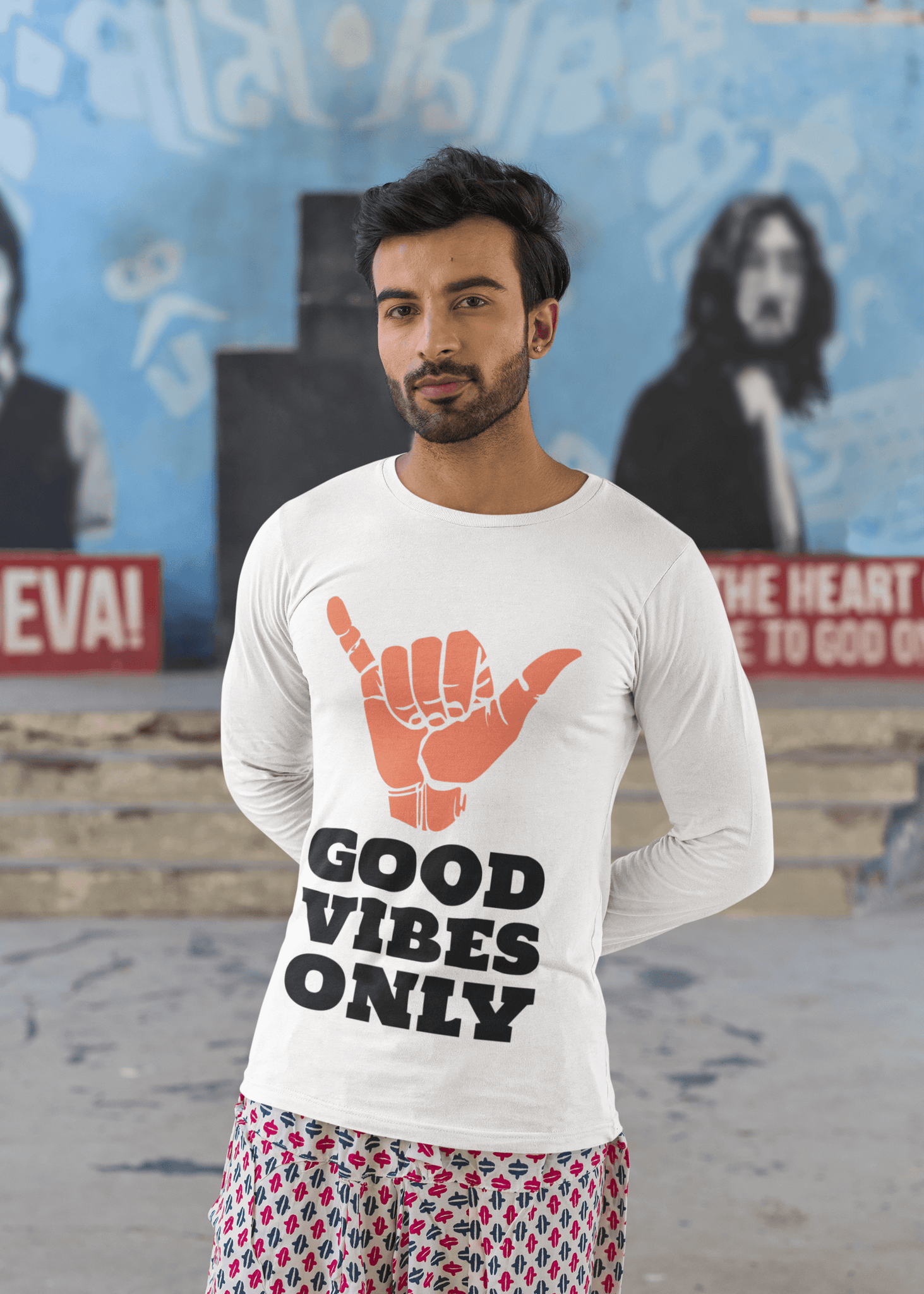 Good Vibes Men's Round Neck Full Sleeve T-shirt - Lyssian