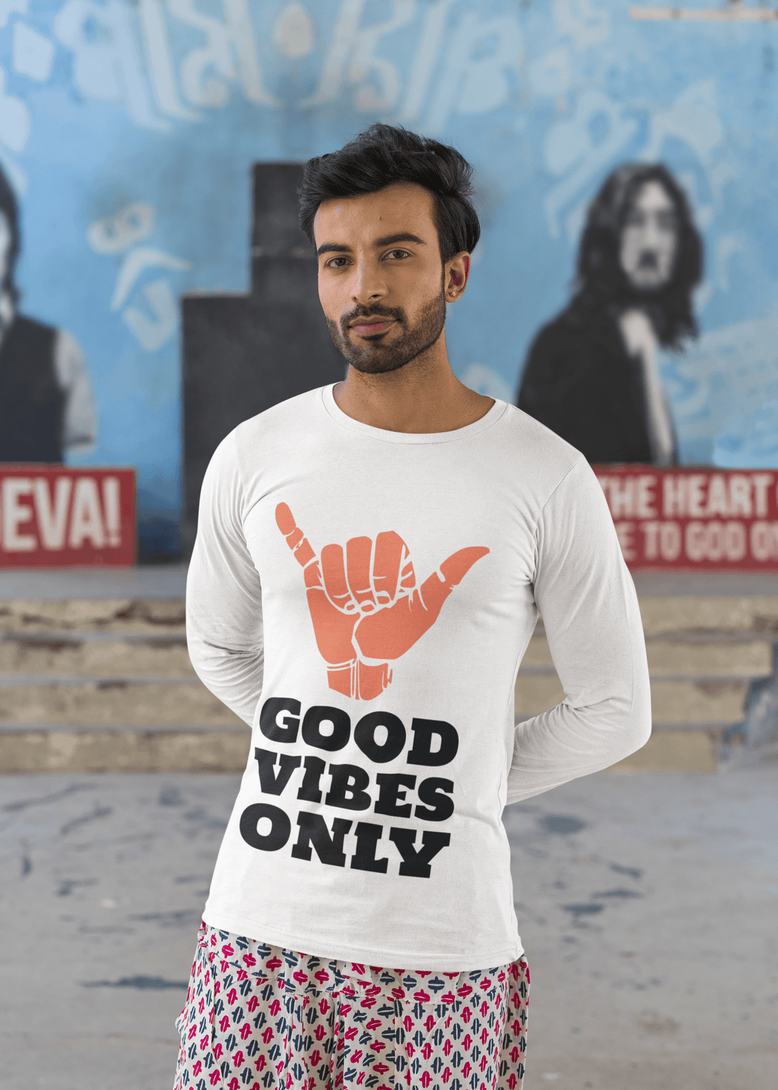Good Vibes Men's Round Neck Full Sleeve T-shirt - Lyssian
