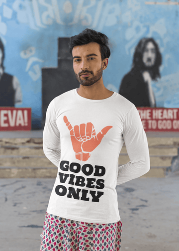 Good Vibes Men's Round Neck Full Sleeve T-shirt - Lyssian