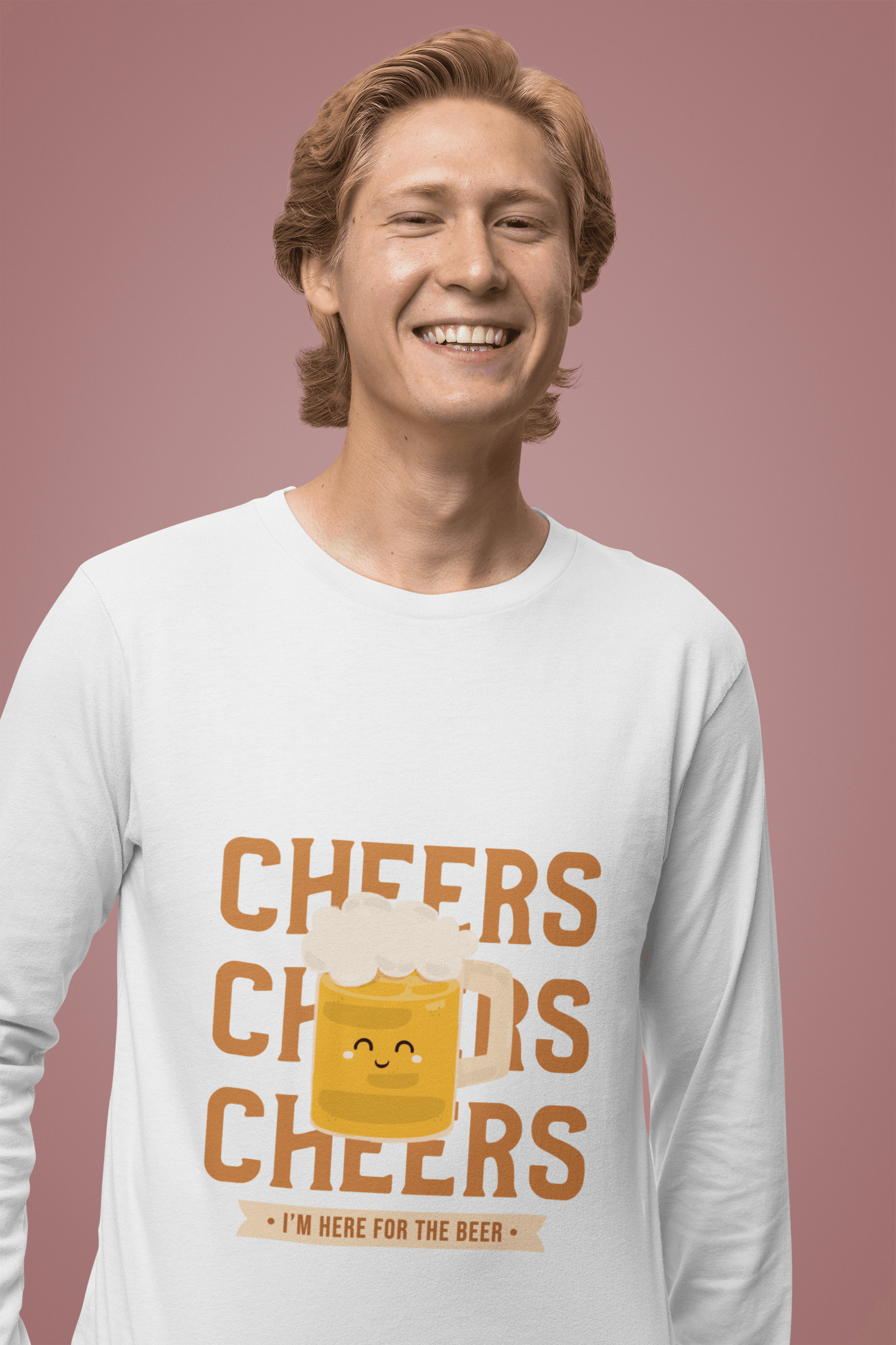 Happy Beer Male Round Neck Full Sleeve T-shirt - Lyssian