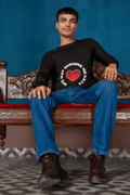 Burning Heart Men's Round Neck Full Sleeve T-shirt - Lyssian