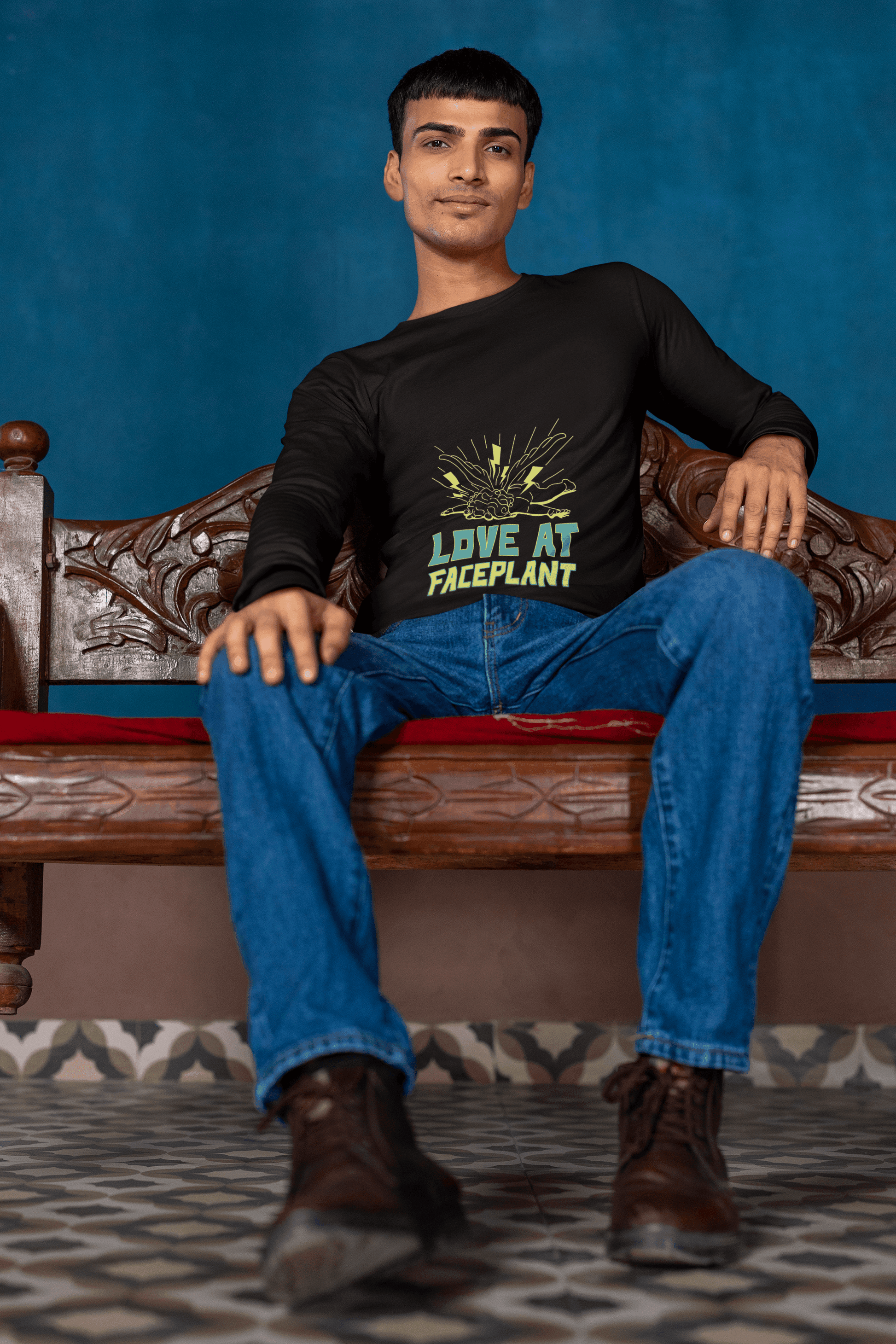 Faceplant Male Round Neck Full Sleeve T-shirt - Lyssian
