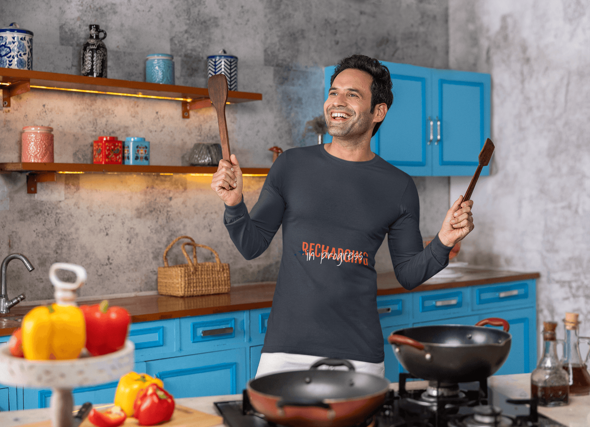 Recharging Male Round Neck Full Sleeve T-shirt - Lyssian