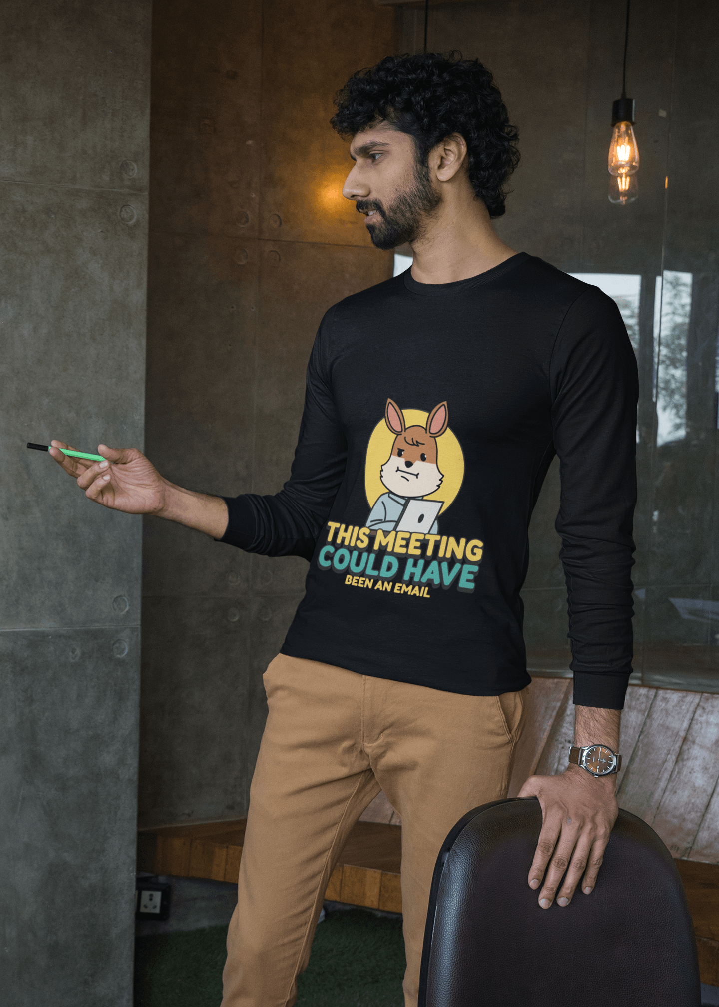 Meeting Men's Round Neck Full Sleeve T-shirt - Lyssian
