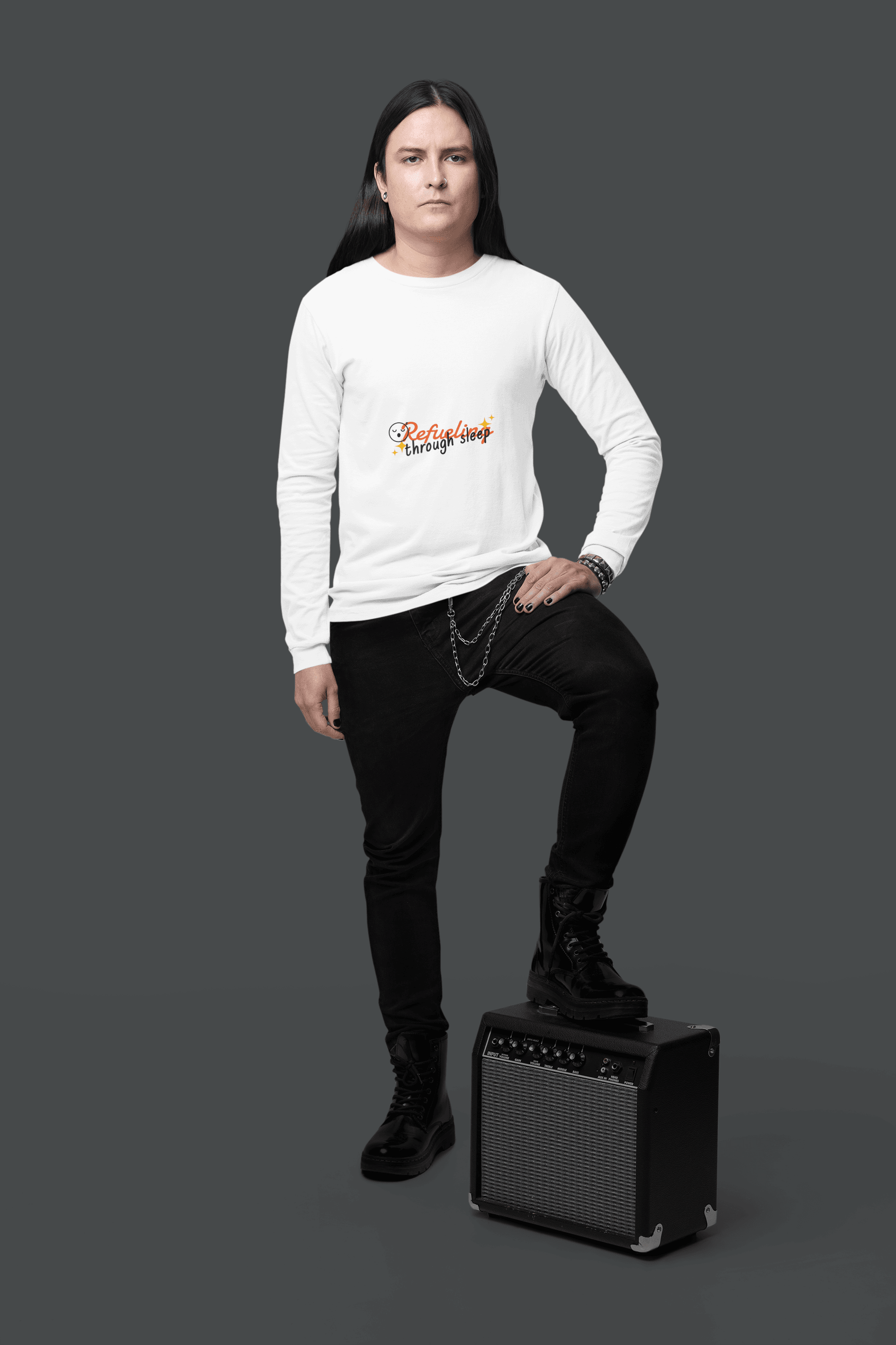 Refuelling Male Round Neck Full Sleeve T-shirt - Lyssian