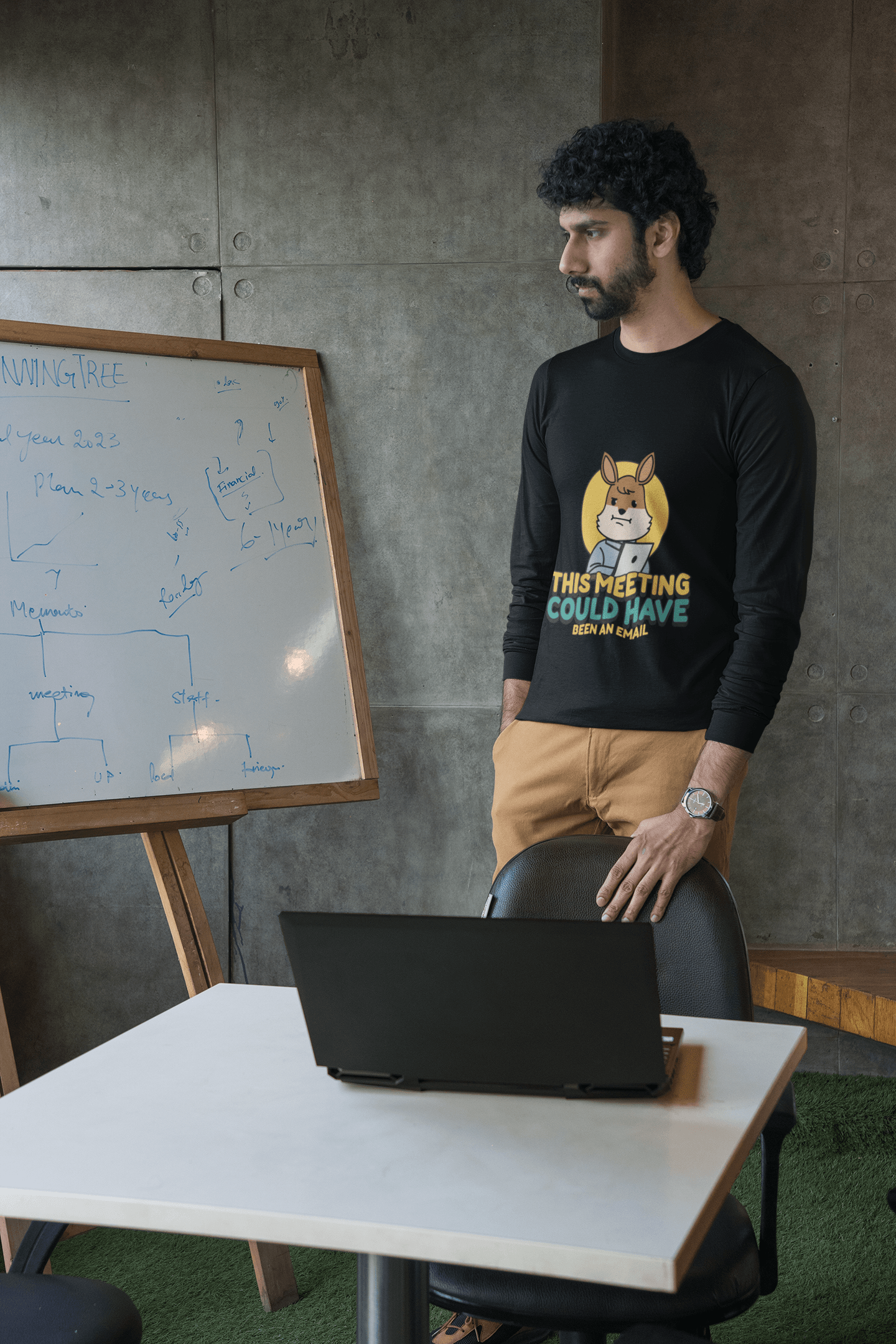 Meeting Men's Round Neck Full Sleeve T-shirt - Lyssian