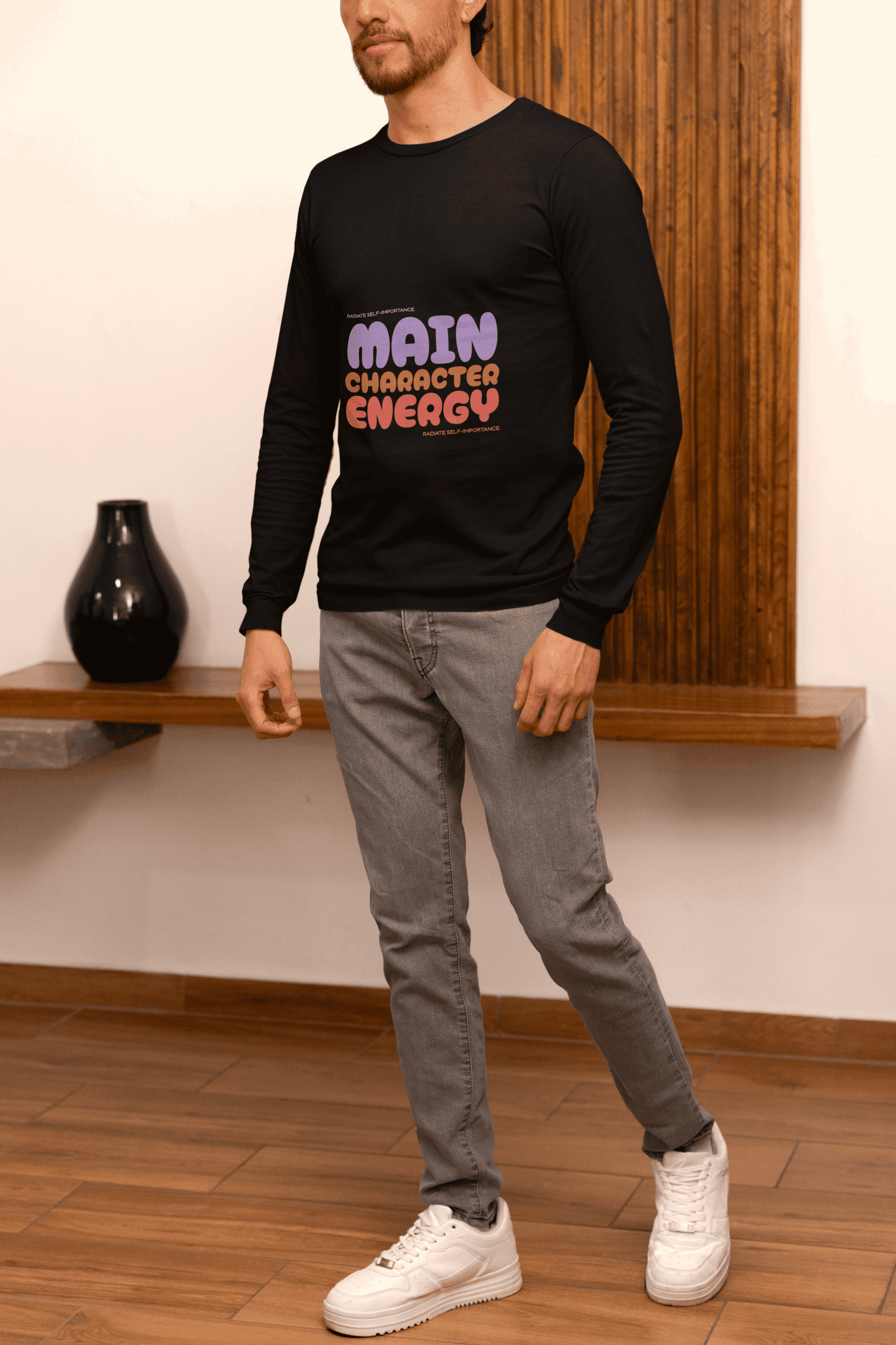 Main Character Men's Round Neck Full Sleeve T-shirt - Lyssian