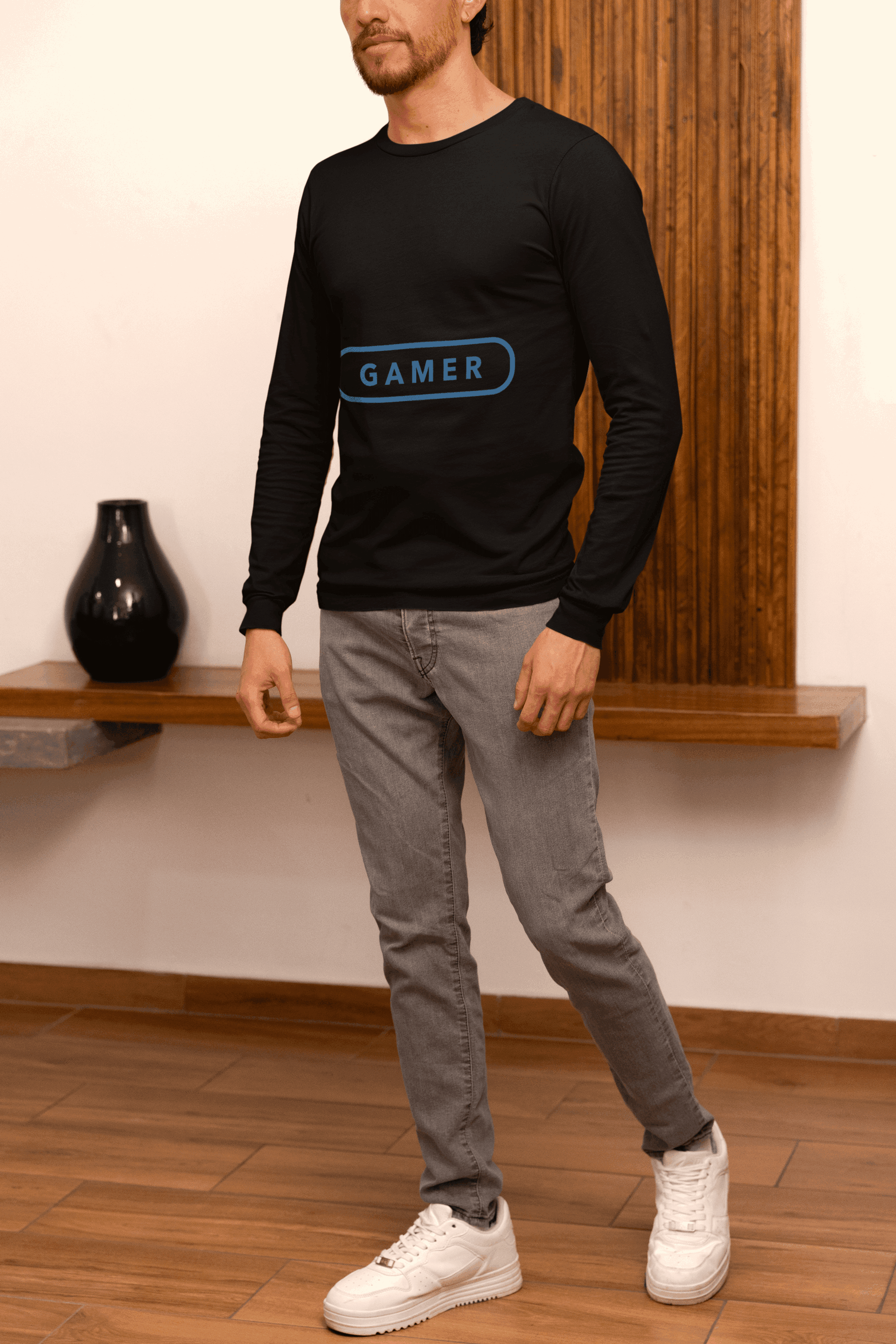 Gamer Male Round Neck Full Sleeve T-shirt - Lyssian