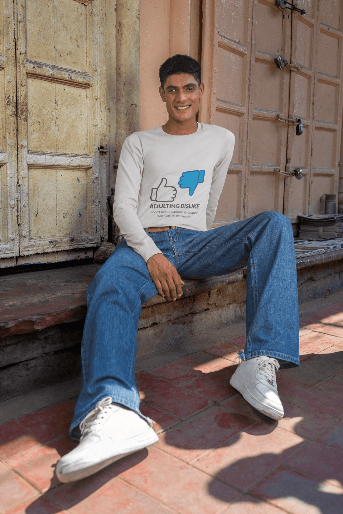 Dislike Male Round Neck Full Sleeve T-shirt - Lyssian