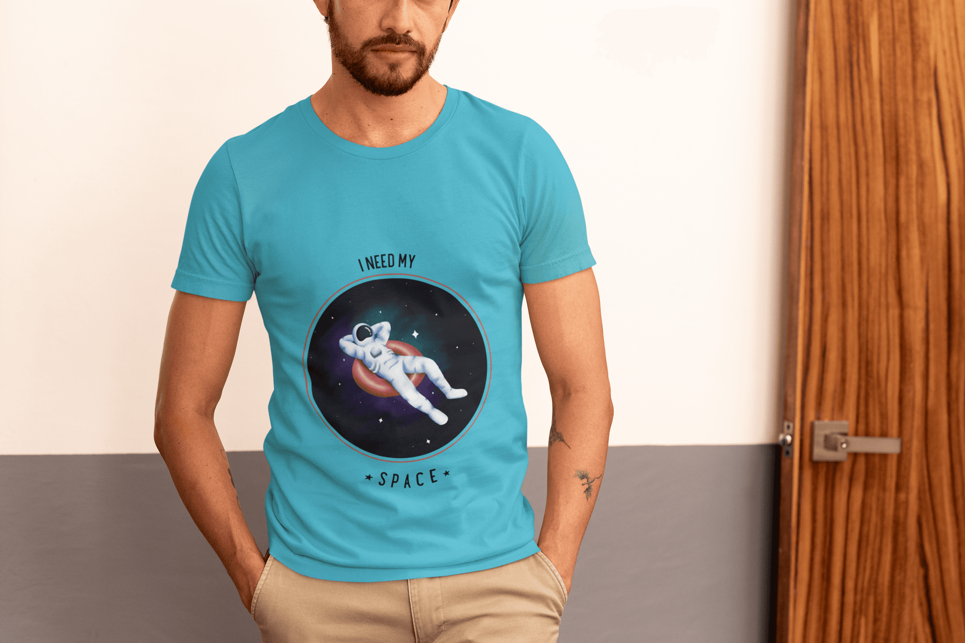 Space Men's Round Neck Half Sleeve T-shirt - Lyssian