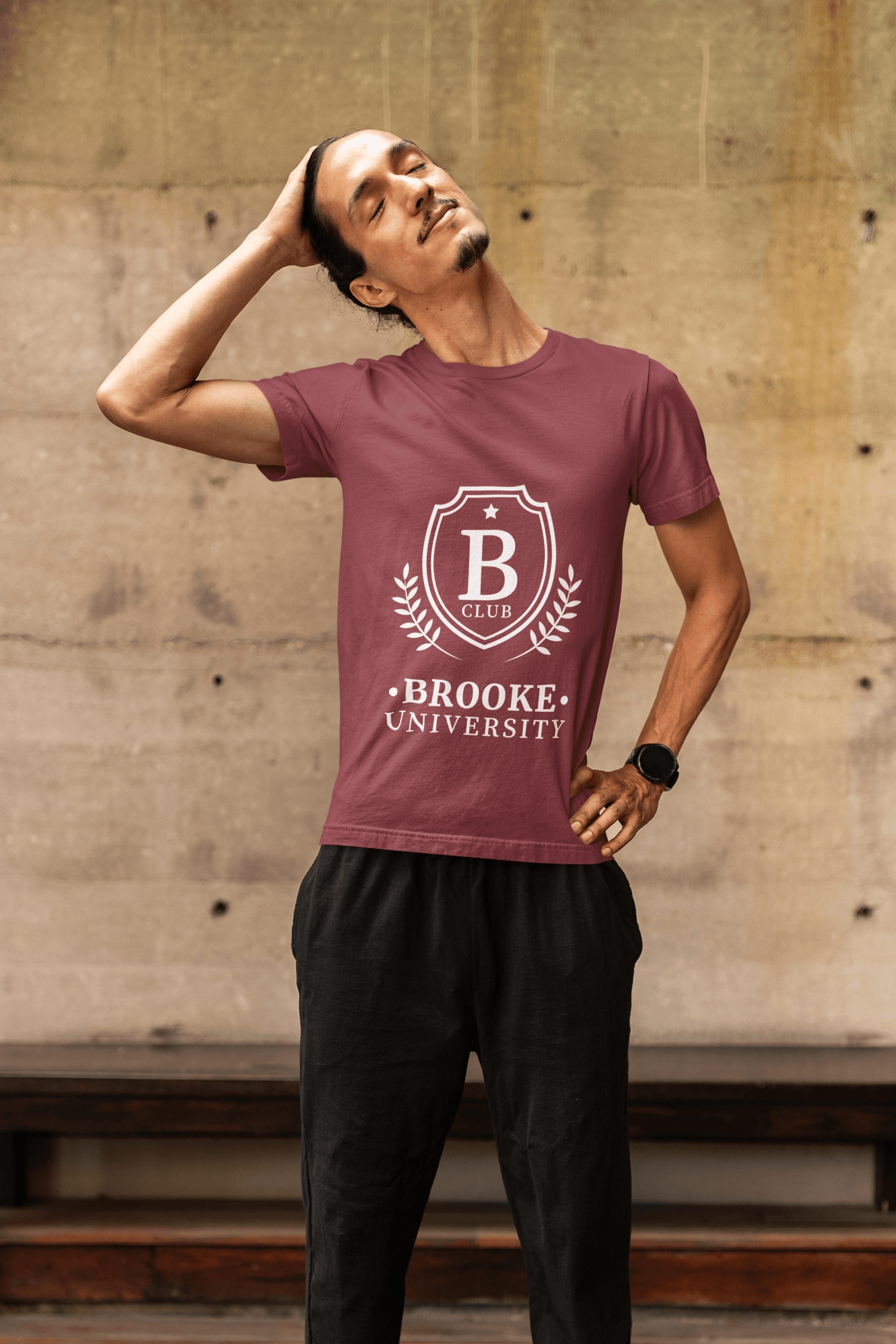 Brooke University Male Round Neck Half Sleeve T-shirt - Lyssian
