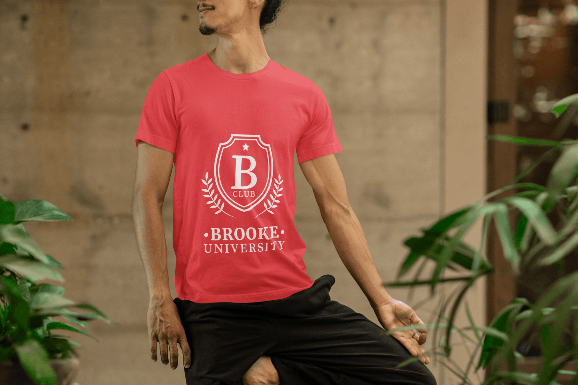 Brooke University Male Round Neck Half Sleeve T-shirt - Lyssian
