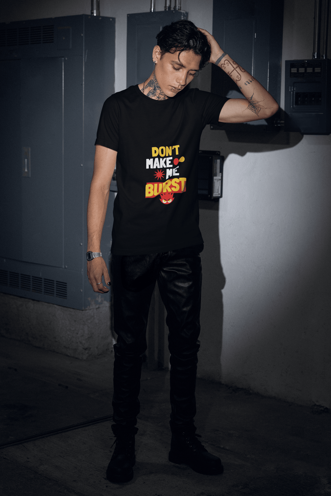 Angry Me Male Round Neck Half Sleeve T-shirt - Lyssian